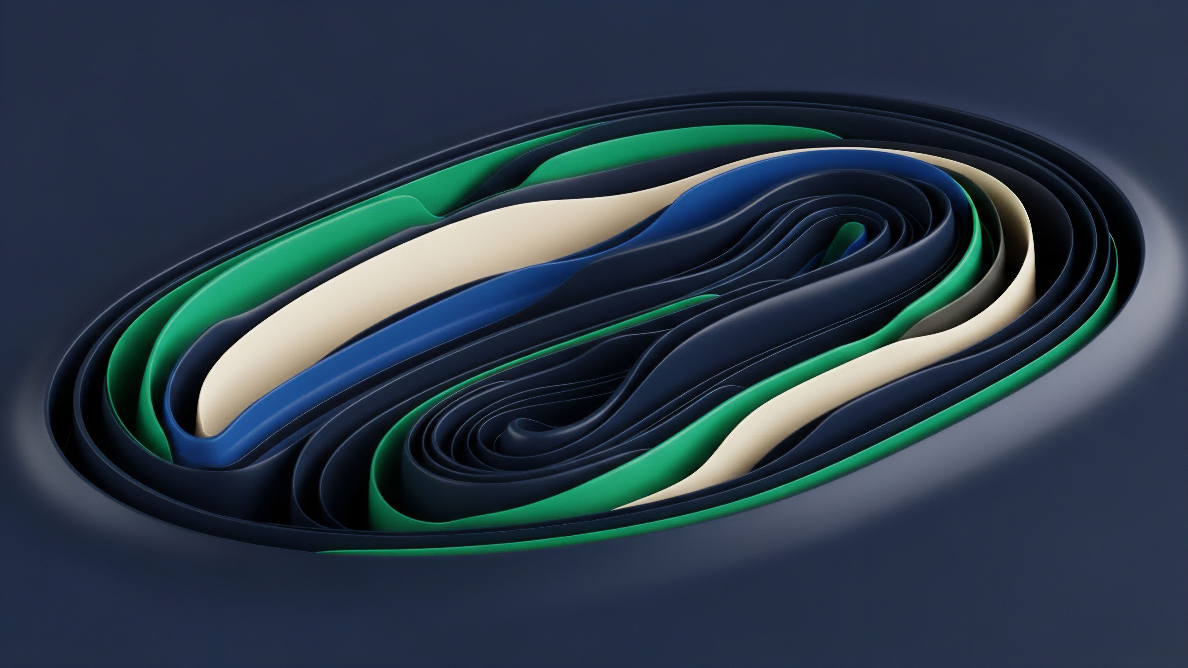 A dynamic visual representation of multi-layered financial derivatives markets. The swirling bands illustrate risk stratification and interconnectedness within decentralized finance DeFi protocols. The different colors represent distinct asset classes and collateralization levels in a liquidity pool or automated market maker AMM. This abstract visualization captures the complex interplay of factors like impermanent loss, rebalancing mechanisms, and systemic risk, reflecting the intricacies of options pricing models and perpetual swaps in volatile markets.