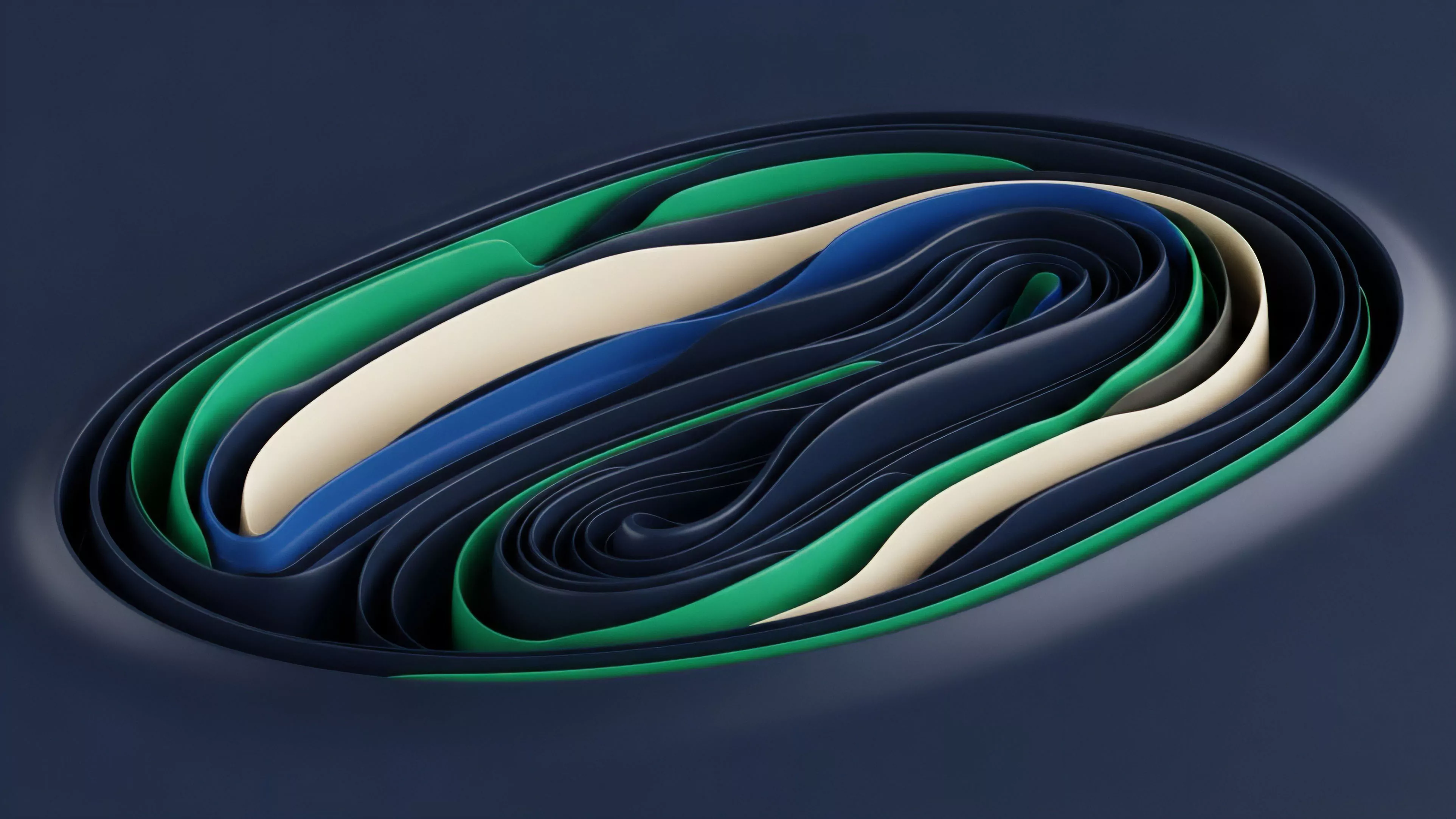 A dynamic visual representation of multi-layered financial derivatives markets. The swirling bands illustrate risk stratification and interconnectedness within decentralized finance DeFi protocols. The different colors represent distinct asset classes and collateralization levels in a liquidity pool or automated market maker AMM. This abstract visualization captures the complex interplay of factors like impermanent loss, rebalancing mechanisms, and systemic risk, reflecting the intricacies of options pricing models and perpetual swaps in volatile markets.