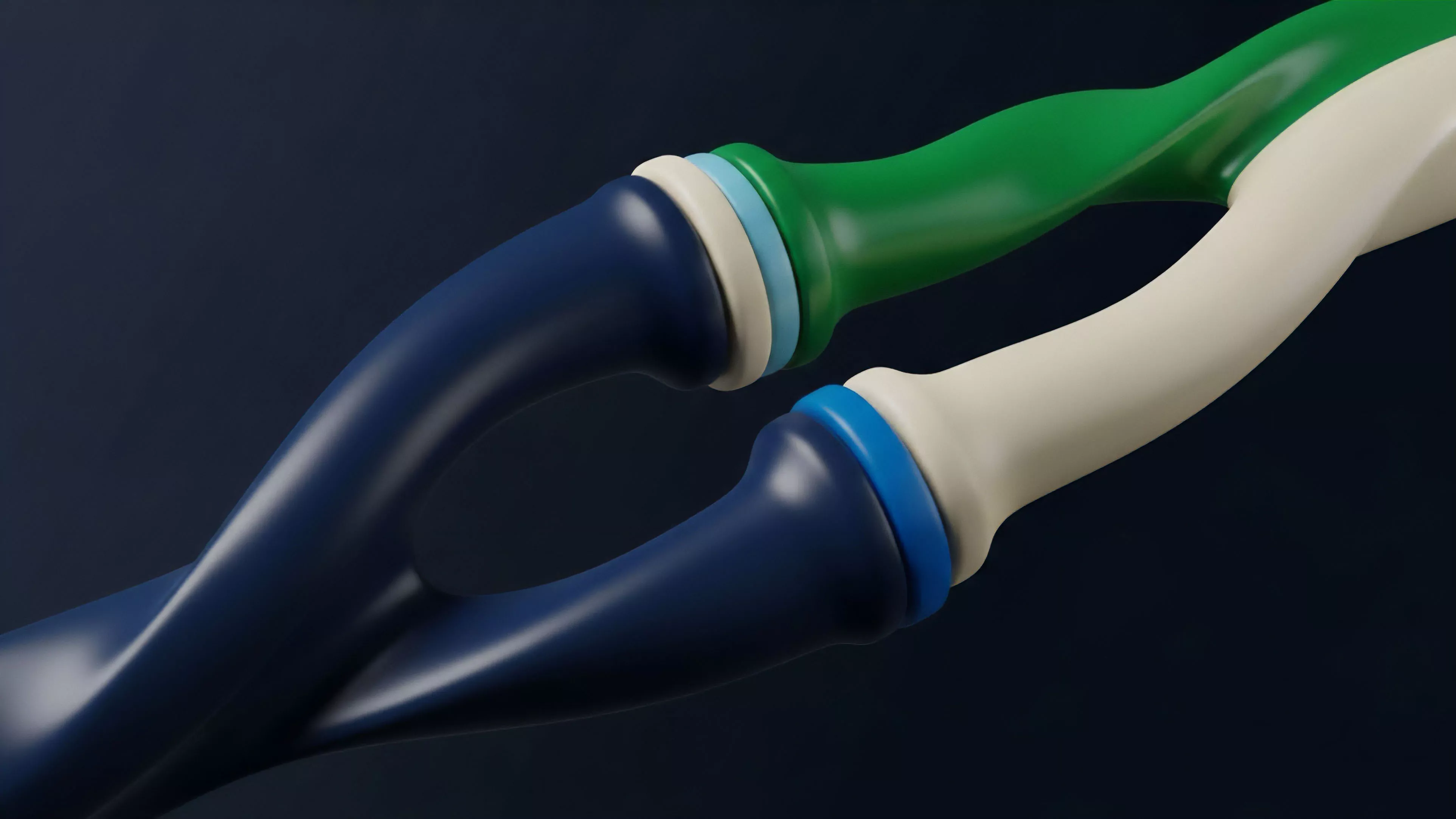 A smooth, twisting visualization depicts complex financial instruments where two distinct forms intertwine.