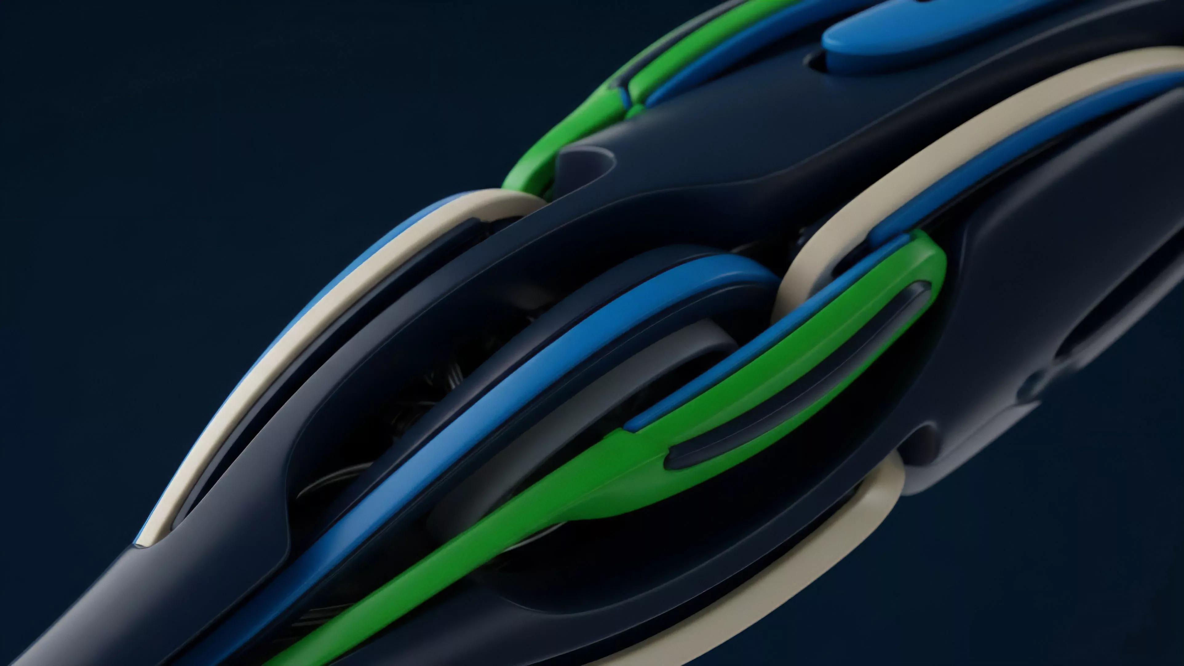 A sophisticated, interlocking structure represents a dynamic model for decentralized finance DeFi derivatives architecture. The layered components illustrate complex interactions between liquidity pools, smart contract protocols, and collateralization mechanisms. The fluid lines symbolize continuous algorithmic trading and automated risk management. The interplay of colors highlights the volatility and interplay of different synthetic assets and options pricing models within a permissionless ecosystem. This abstract design emphasizes the precise engineering required for efficient RFQ and minimized slippage.