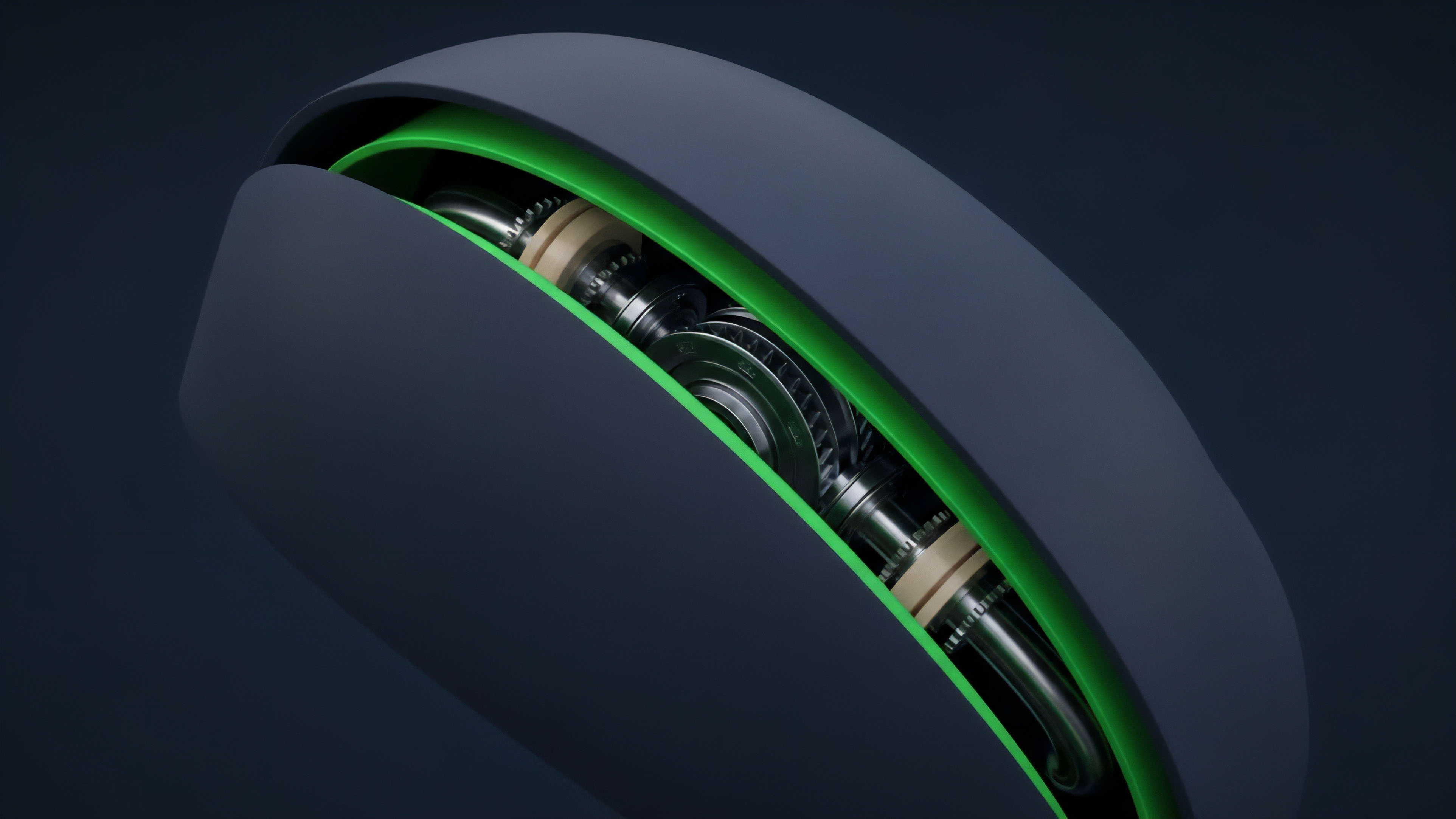 A dark, sleek exterior with a precise cutaway reveals intricate internal mechanics. The metallic gears and interconnected shafts represent the complex market microstructure and risk engine of a high-frequency trading algorithm. This visual metaphor illustrates the underlying smart contract execution logic of a decentralized options protocol. The vibrant green glow signifies live oracle data feeds and real-time collateral management, reflecting the transparency required for trustless settlement in a DeFi derivatives market.