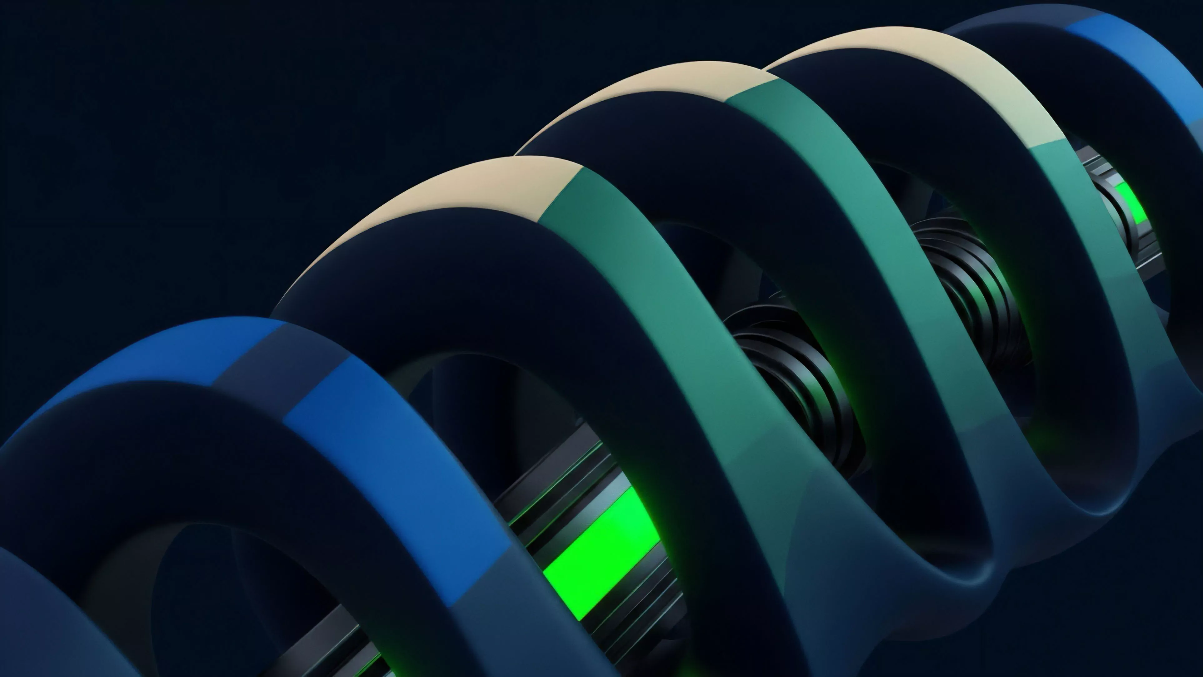 A detailed view of a helical structure representing a complex financial derivatives framework.