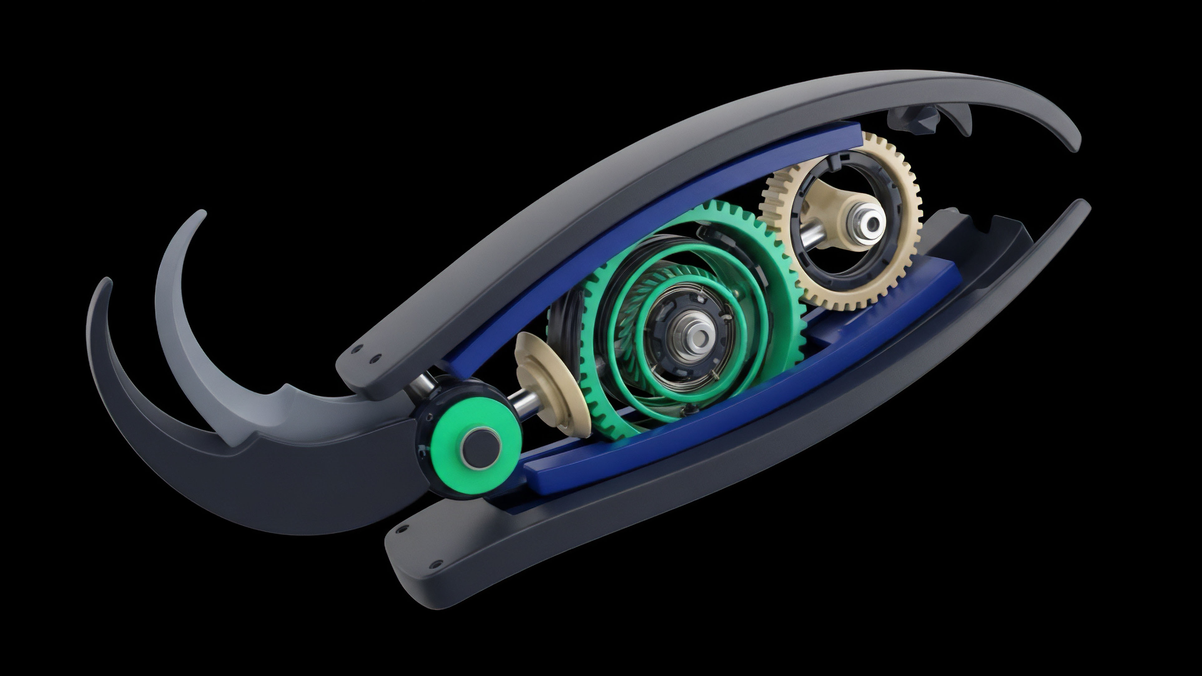A detailed abstract visualization of a sophisticated algorithmic trading strategy, mirroring the complex internal mechanics of a decentralized finance DeFi protocol. The green and beige gears represent the interlocked components of an Automated Market Maker AMM or a perpetual swap mechanism, illustrating collateralization and liquidity provision. This design captures the dynamic interaction of on-chain operations, where risk mitigation and yield generation algorithms execute complex derivative trading strategies with precision. The sleek exterior symbolizes a robust market structure and efficient execution speed.