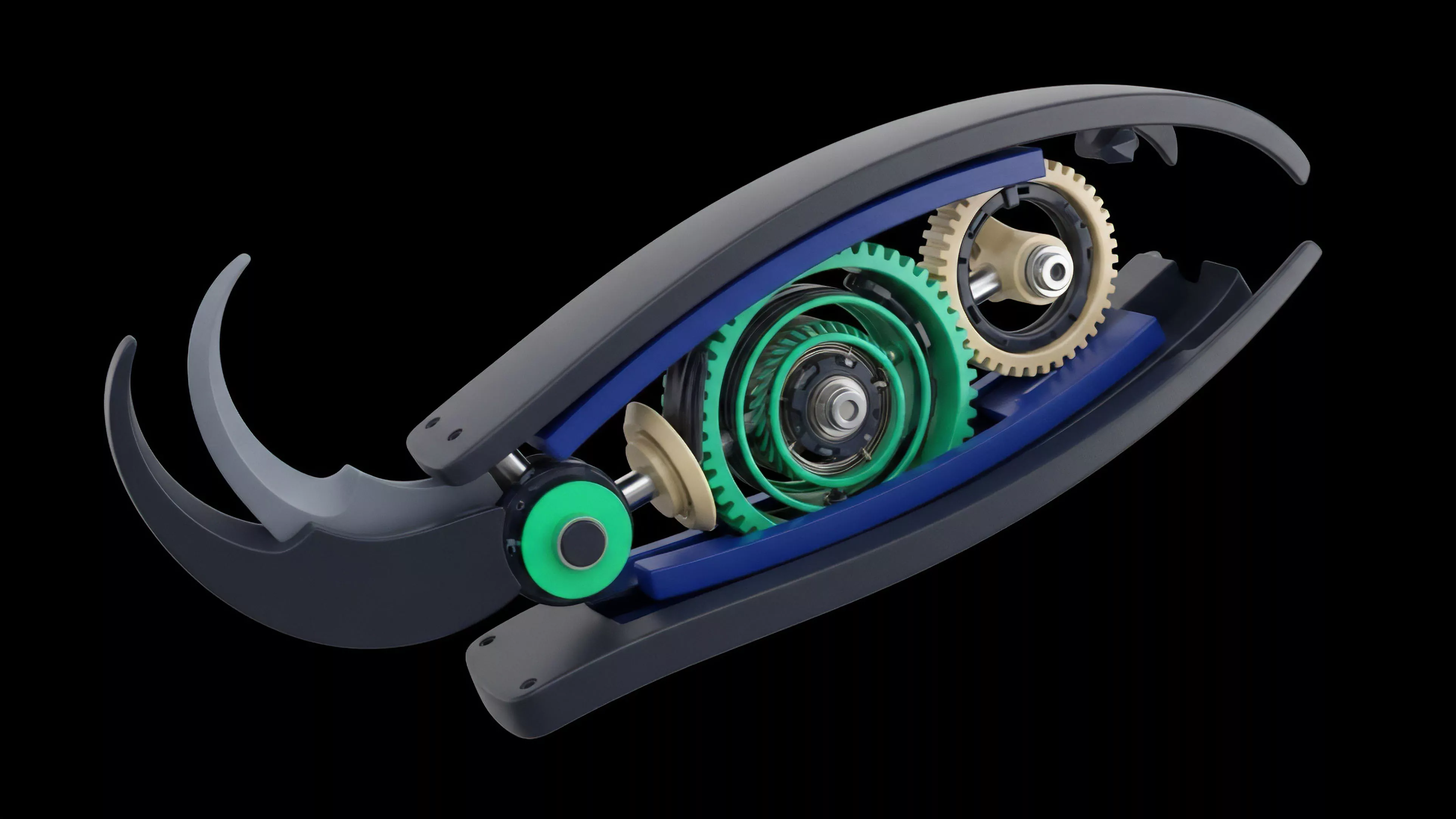 A detailed abstract visualization of a sophisticated algorithmic trading strategy, mirroring the complex internal mechanics of a decentralized finance DeFi protocol. The green and beige gears represent the interlocked components of an Automated Market Maker AMM or a perpetual swap mechanism, illustrating collateralization and liquidity provision. This design captures the dynamic interaction of on-chain operations, where risk mitigation and yield generation algorithms execute complex derivative trading strategies with precision. The sleek exterior symbolizes a robust market structure and efficient execution speed.