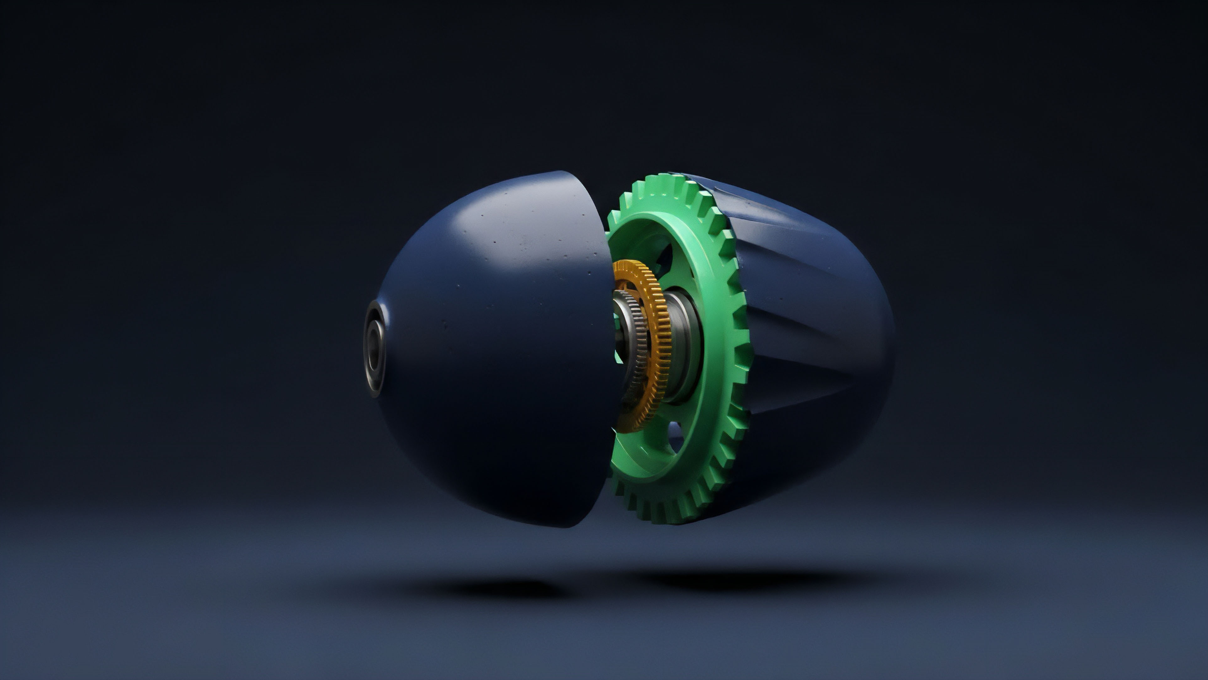 A stylized, dark blue spherical object is split in two, revealing a complex internal mechanism of interlocking gears. This visual metaphor represents a structured product or decentralized finance protocol's inner workings. The precision-engineered gears symbolize the algorithmic risk engine and automated collateralization logic that govern a derivative contract's payoff calculation. The exposed complexity contrasts with the simple exterior, illustrating the "black box" nature of financial engineering and the transparency offered by open-source smart contracts within a robust DeFi ecosystem. The system components suggest interoperability in a dynamic market environment.