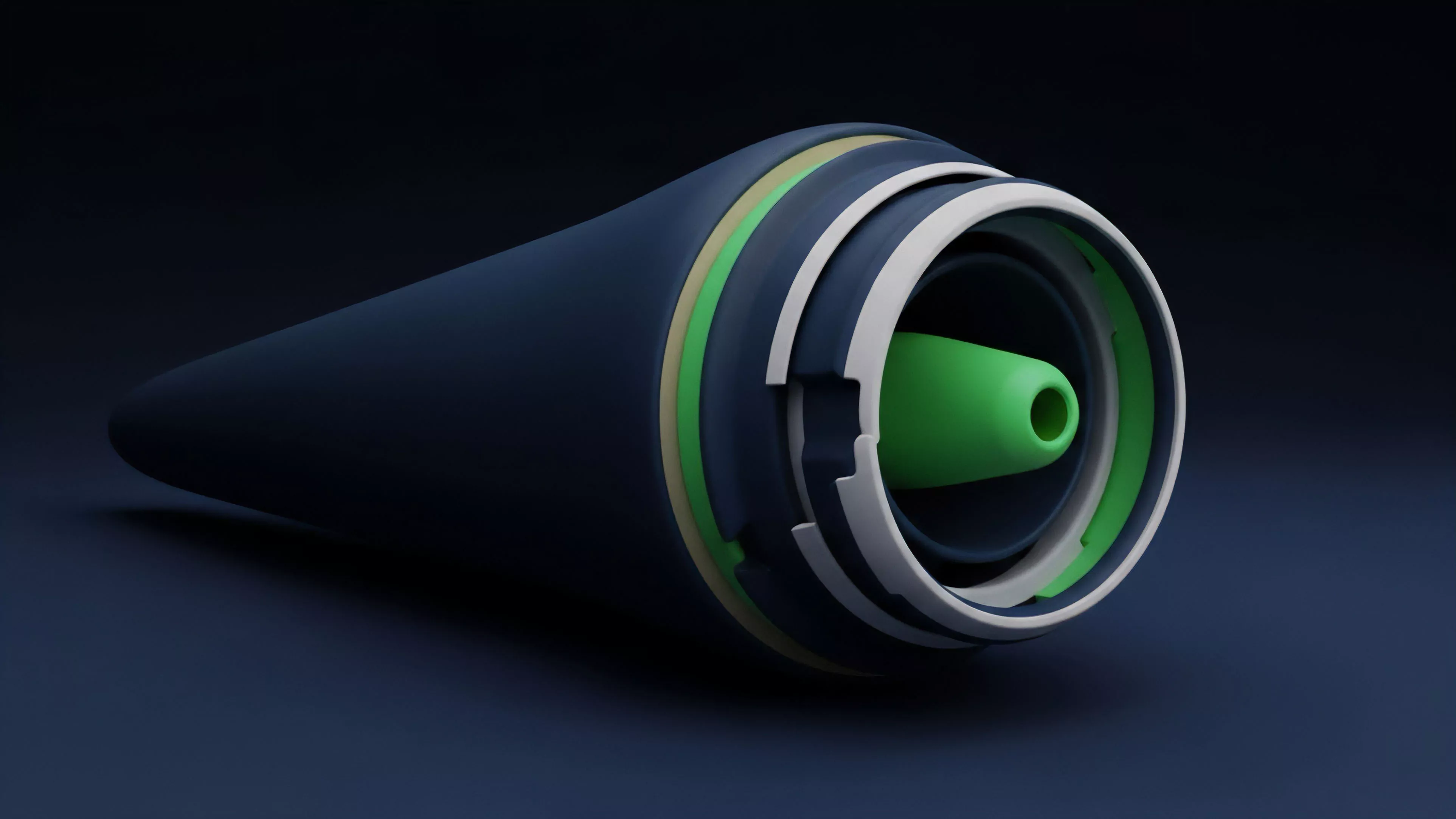 A conceptual visualization of a decentralized finance protocol architecture. The layered conical cross section illustrates a nested Collateralized Debt Position CDP, where the bright green core symbolizes the underlying collateral asset. Surrounding concentric rings represent distinct layers of risk stratification and yield optimization strategies. This design conceptualizes complex smart contract functionality and liquidity provision mechanisms, demonstrating how composite financial instruments are built upon base protocol layers in the derivatives market.