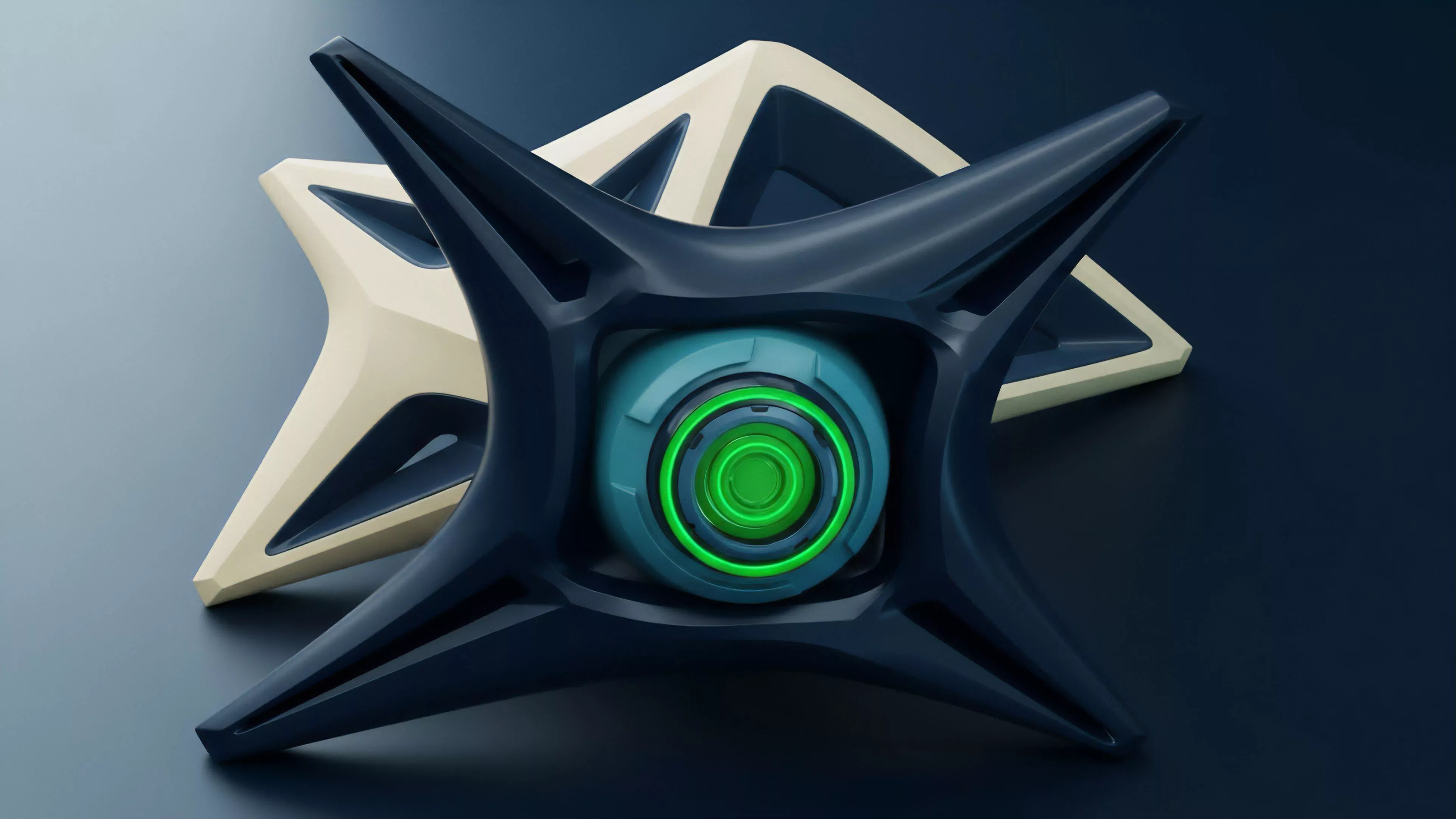 A stylized visualization depicting a decentralized oracle network's core logic and structure. The central green orb signifies the smart contract execution layer, reflecting a high-frequency trading algorithm's core value proposition. The surrounding dark blue architecture represents the cryptographic security protocol and volatility hedging mechanisms. This structure illustrates the complexity of synthetic asset derivatives collateralization, where the layered design optimizes risk exposure management and ensures network stability within a decentralized finance ecosystem.