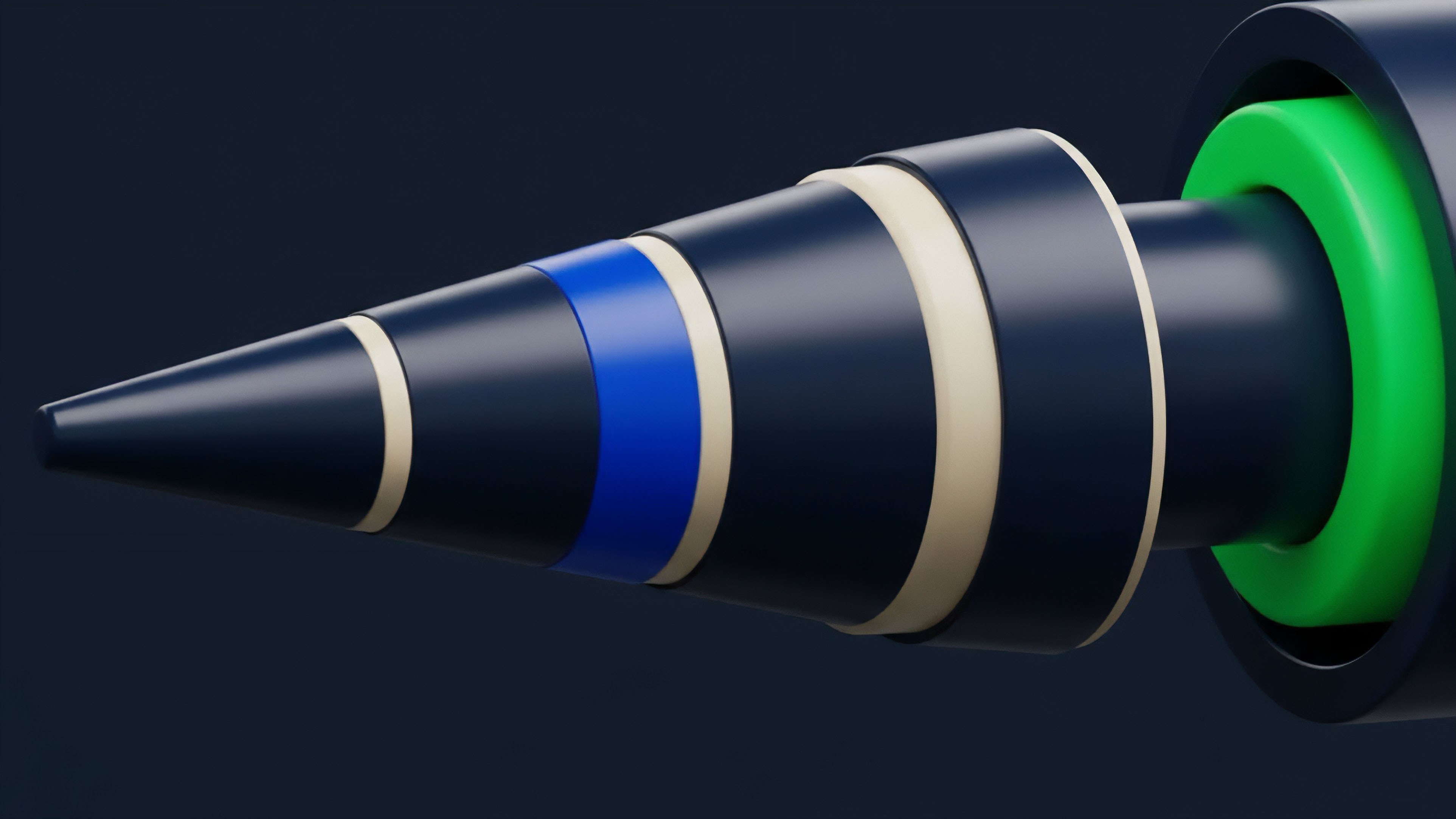 A detailed visualization of a complex financial instrument, resembling a structured product in decentralized finance DeFi. The layered composition suggests specific risk tranches, where each segment represents a different level of collateralization and risk exposure. The bright green section in the wider base symbolizes a liquidity pool or a specific tranche of collateral assets, while the tapering segments illustrate various levels of risk-weighted exposure or yield generation strategies, potentially from algorithmic trading. This abstract representation highlights financial engineering principles in options trading and synthetic derivatives.
