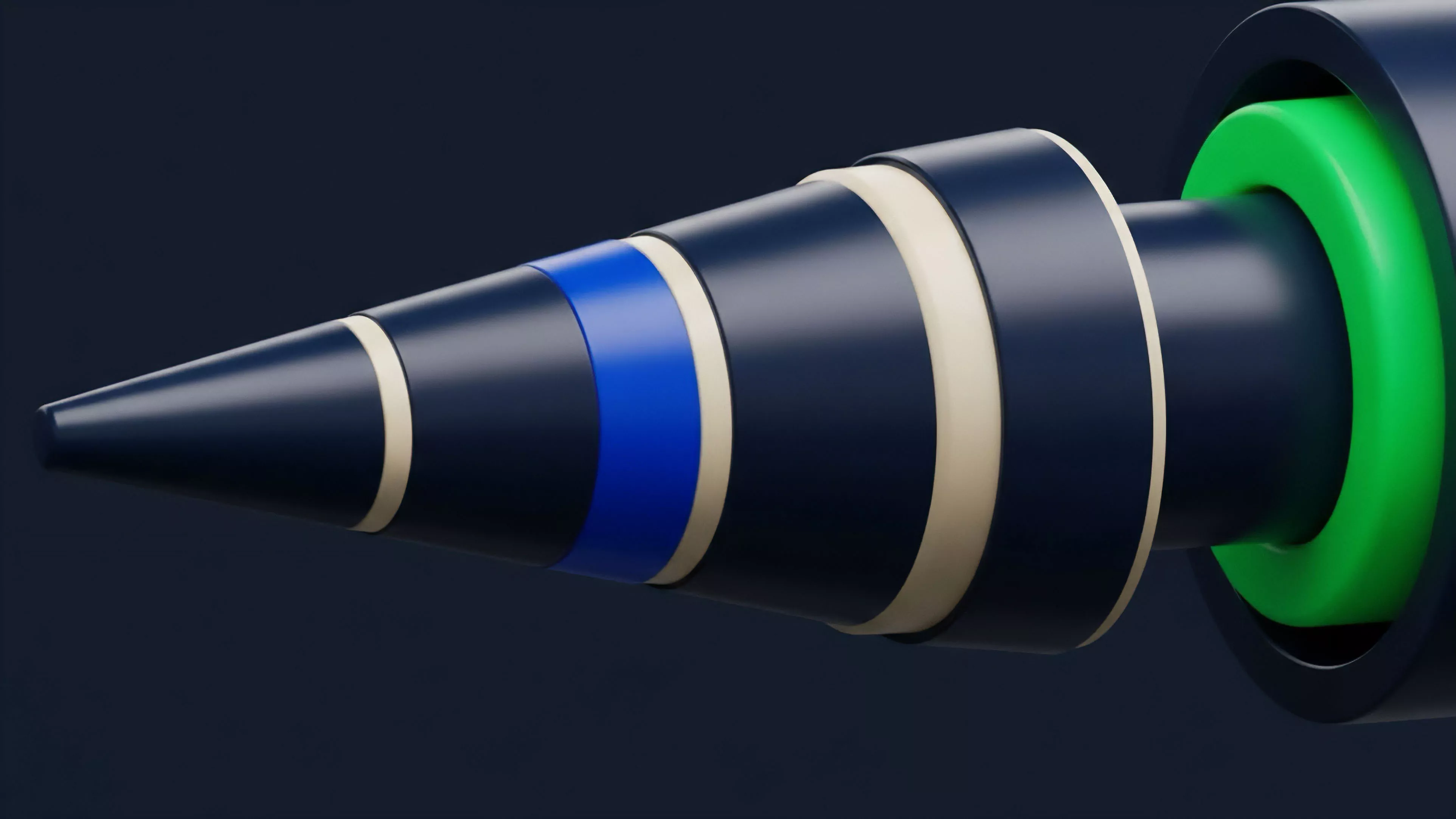 A detailed visualization of a complex financial instrument, resembling a structured product in decentralized finance DeFi. The layered composition suggests specific risk tranches, where each segment represents a different level of collateralization and risk exposure. The bright green section in the wider base symbolizes a liquidity pool or a specific tranche of collateral assets, while the tapering segments illustrate various levels of risk-weighted exposure or yield generation strategies, potentially from algorithmic trading. This abstract representation highlights financial engineering principles in options trading and synthetic derivatives.