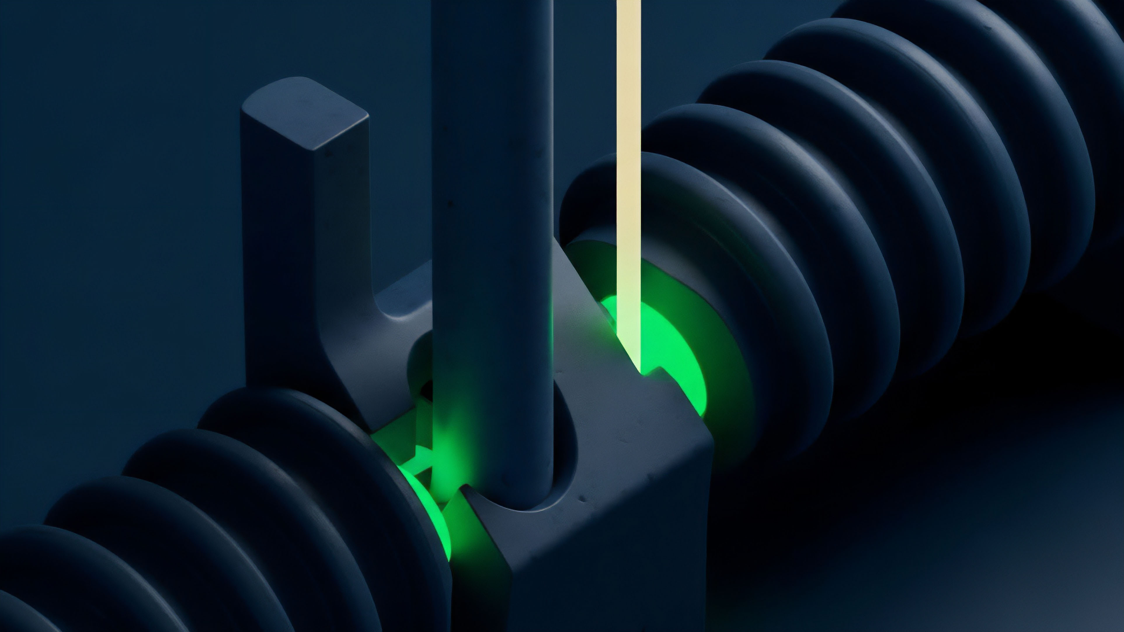 A detailed visualization shows a precise mechanical interaction between a threaded shaft and a central housing block, illuminated by a bright green glow. This represents the internal logic of a decentralized finance DeFi protocol, where a smart contract executes complex operations. The glowing interaction signifies an on-chain verification event, potentially triggering a liquidation cascade when predefined margin requirements or collateralization thresholds are breached for a perpetual futures contract. The components illustrate the precise algorithmic execution required for automated market maker functions and risk parameters validation.