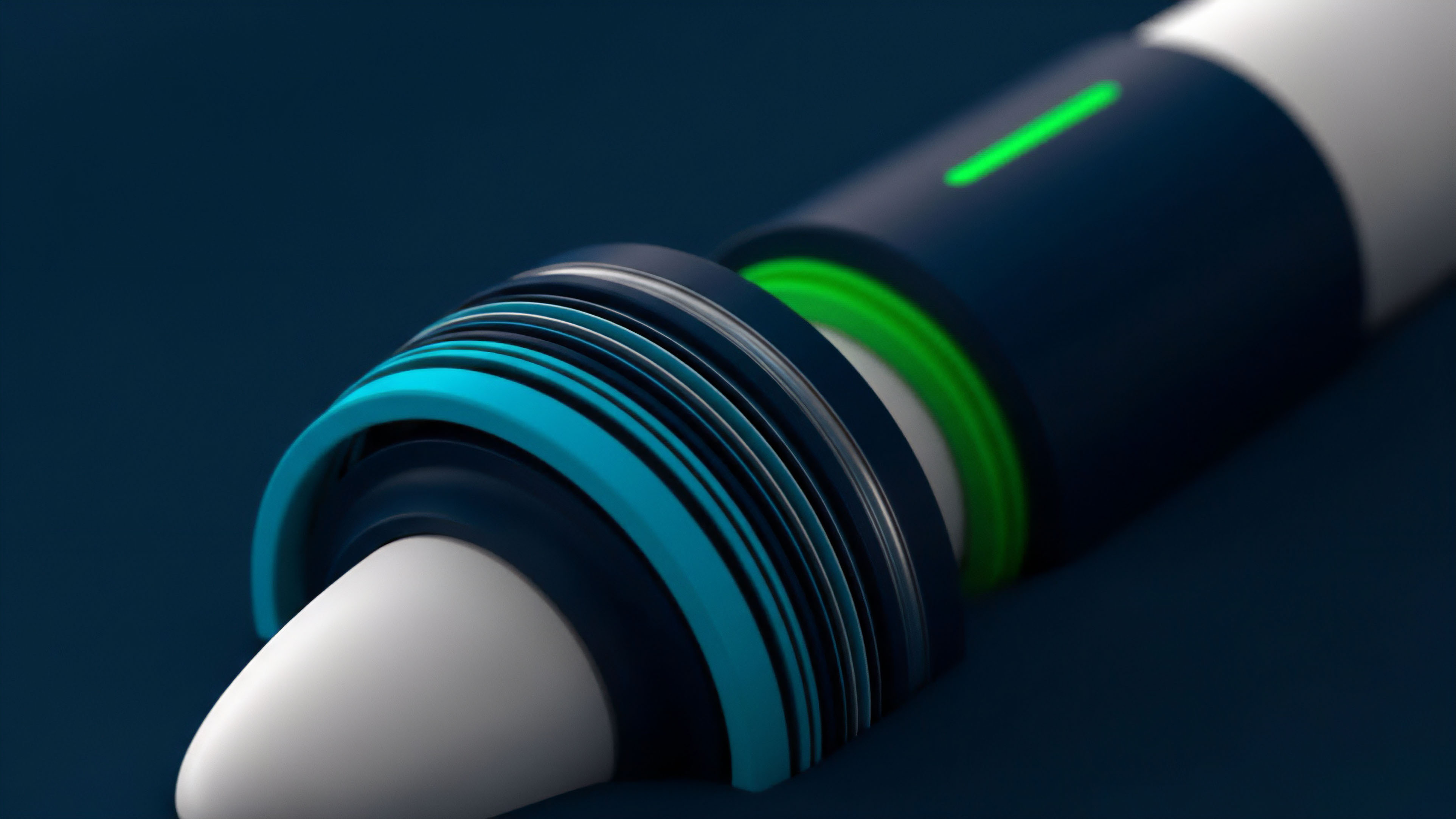 A high-precision render illustrates a conceptual device representing a smart contract execution engine. The vibrant green glow signifies a successful transaction and real-time collateralization status within a decentralized exchange. The modular design symbolizes the interconnected layers of a blockchain protocol, managing liquidity pools and algorithmic risk parameters. The white tip represents the price feed oracle interface for derivatives trading, ensuring accurate data validation for automated market making. The device embodies precision in algorithmic execution for perpetual swaps.