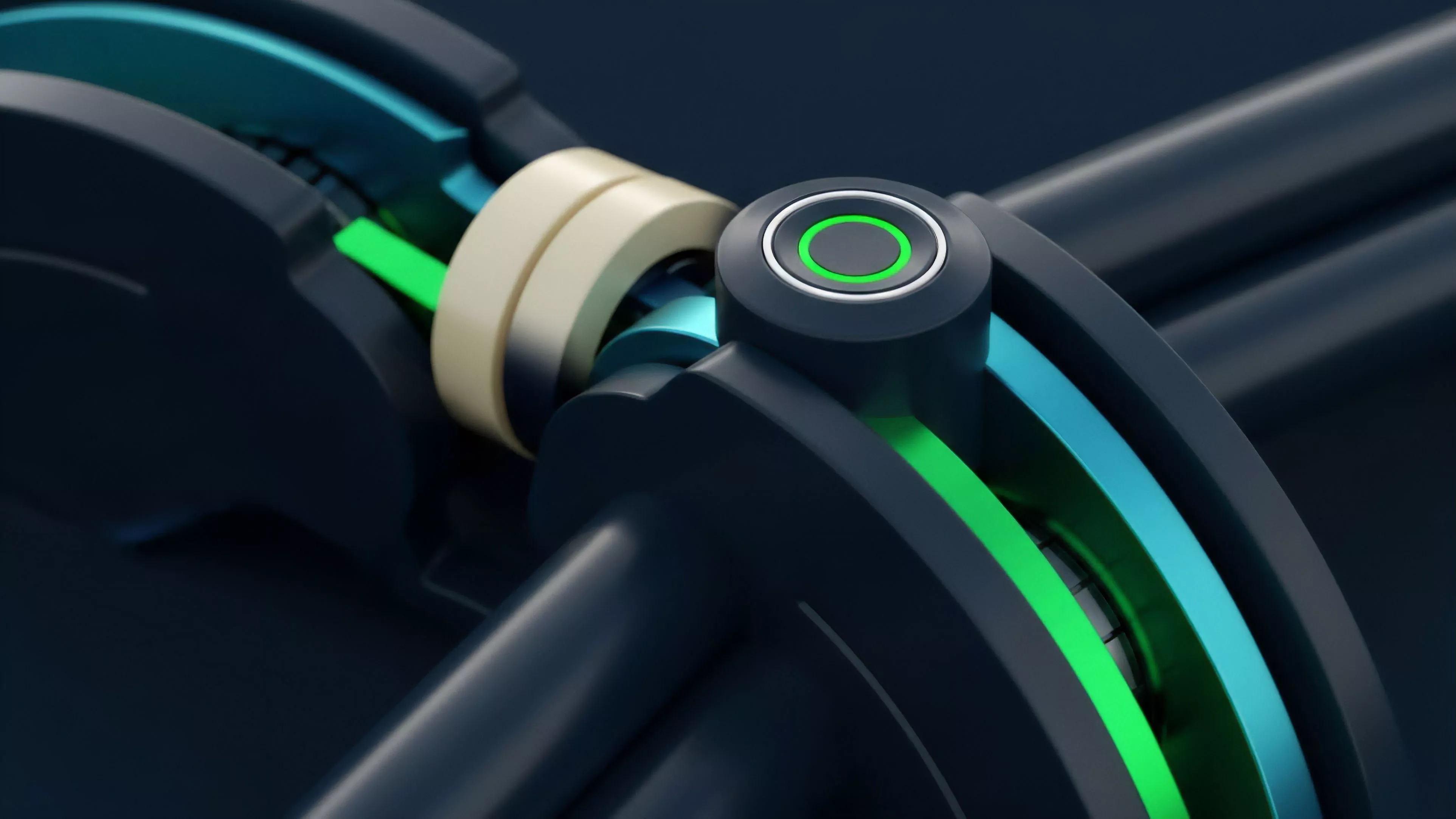 A macro view captures a complex mechanical linkage, symbolizing the core mechanics of a high-tech financial protocol. A brilliant green light indicates active smart contract execution and efficient liquidity flow. The interconnected components represent various elements of a decentralized finance DeFi derivatives platform, demonstrating dynamic risk management and automated market maker interoperability. The central pivot signifies the crucial settlement mechanism for complex instruments like options contracts and structured products, ensuring precision in automated trading strategies and cross-chain communication protocols.