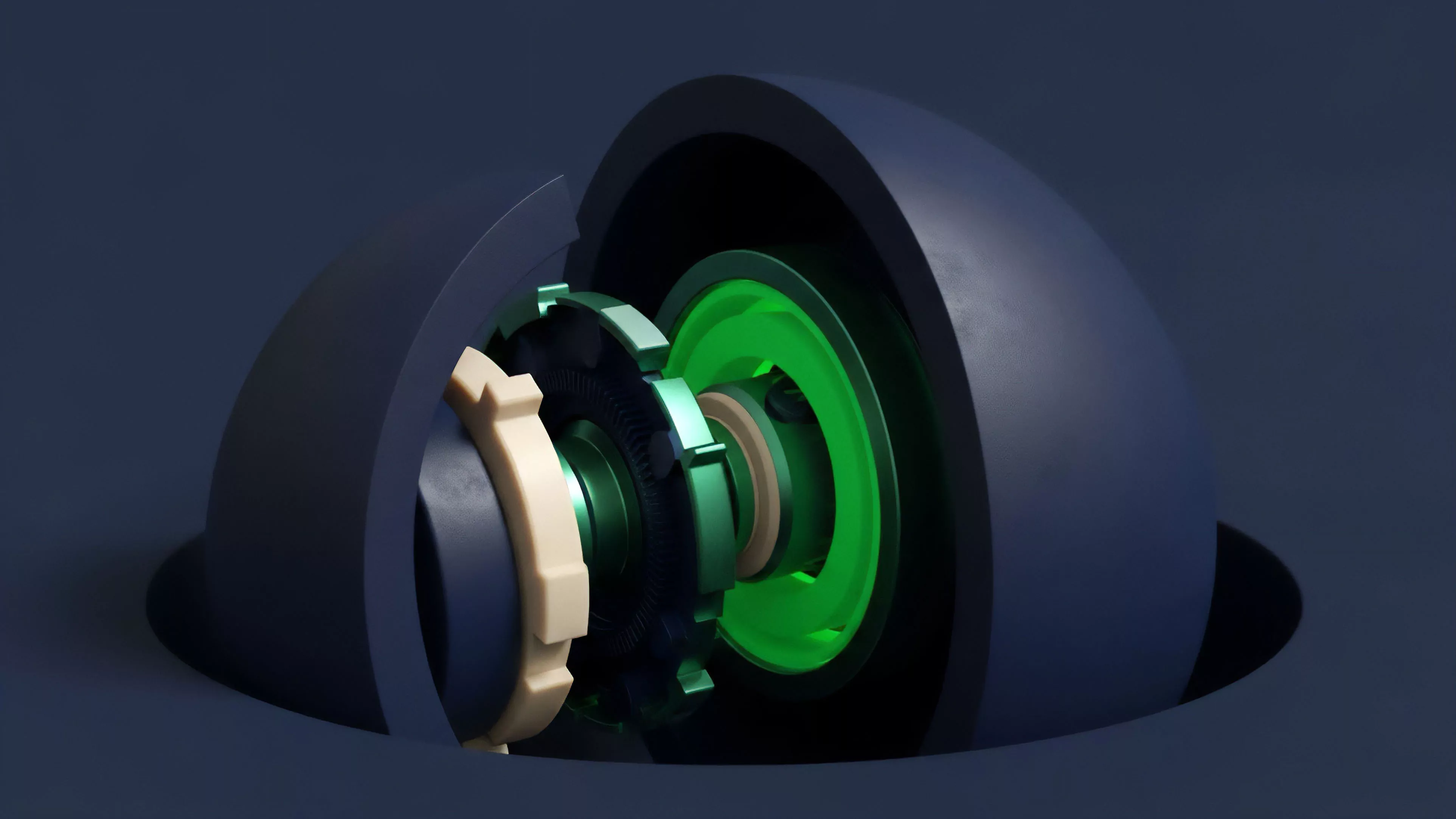 A detailed cross-section of a sophisticated mechanical core illustrating the complex interactions within a decentralized finance DeFi protocol. The interlocking gears represent smart contract interoperability and automated liquidity provision in an algorithmic trading environment. The glowing green element symbolizes active yield generation, collateralization processes, and real-time risk parameters associated with options derivatives. The structure visualizes the core mechanics of an automated market maker AMM system and its function in managing impermanent loss and executing high-speed transactions.