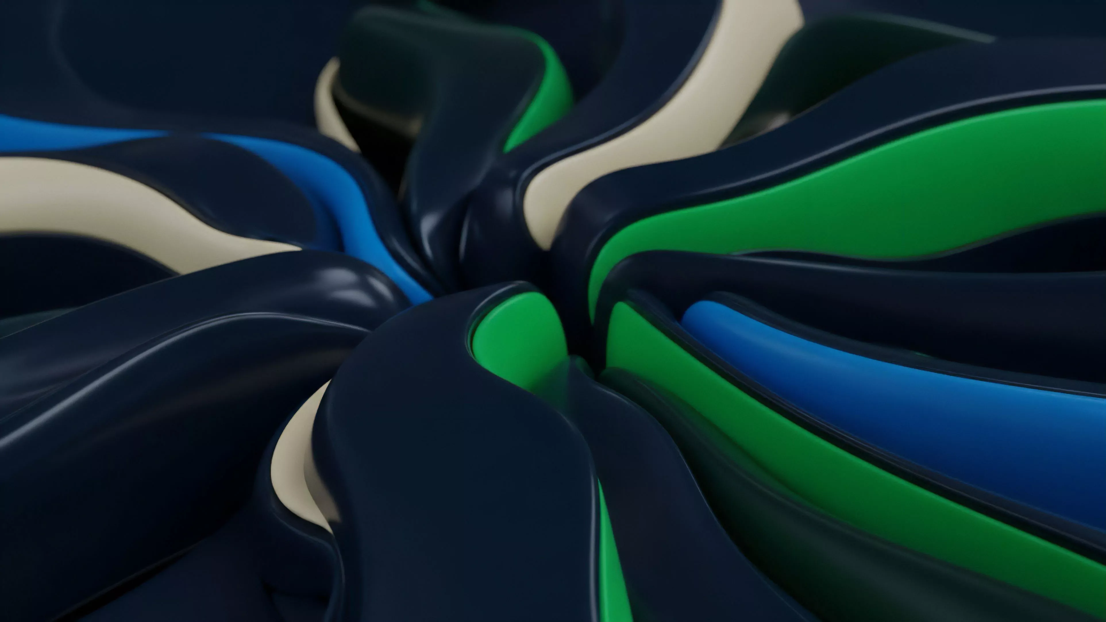 The abstract visualization represents the complex interoperability inherent in decentralized finance protocols. Interlocking forms symbolize liquidity protocols and smart contract execution converging dynamically to execute algorithmic strategies. The flowing shapes illustrate the dynamic movement of capital and yield generation across different synthetic assets within the ecosystem. This visual metaphor captures the essence of volatility modeling and advanced risk management techniques in a complex market microstructure. The convergence point represents the consolidation of assets through sophisticated financial derivatives.