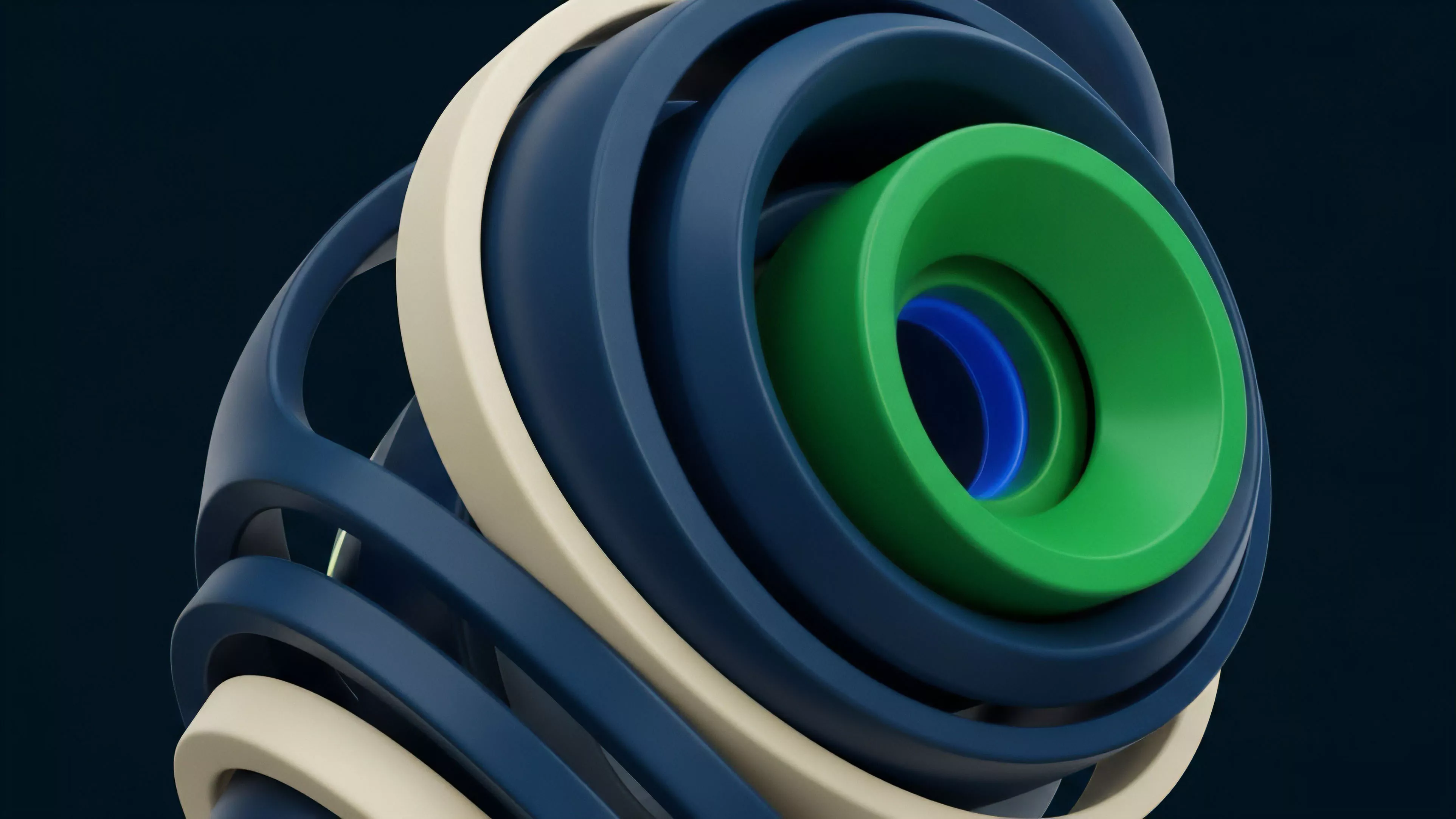A complex, layered structure of concentric bands in deep blue, cream, and green converges on a glowing blue core. This abstraction visualizes advanced decentralized finance DeFi structured products and their composable risk architecture. The nested rings symbolize various derivative layers and collateralization mechanisms. The interconnectedness illustrates the propagation of systemic risk and potential leverage cascades across different protocols, emphasizing the complex liquidity dynamics and inter-protocol dependency inherent in modern financial derivatives.