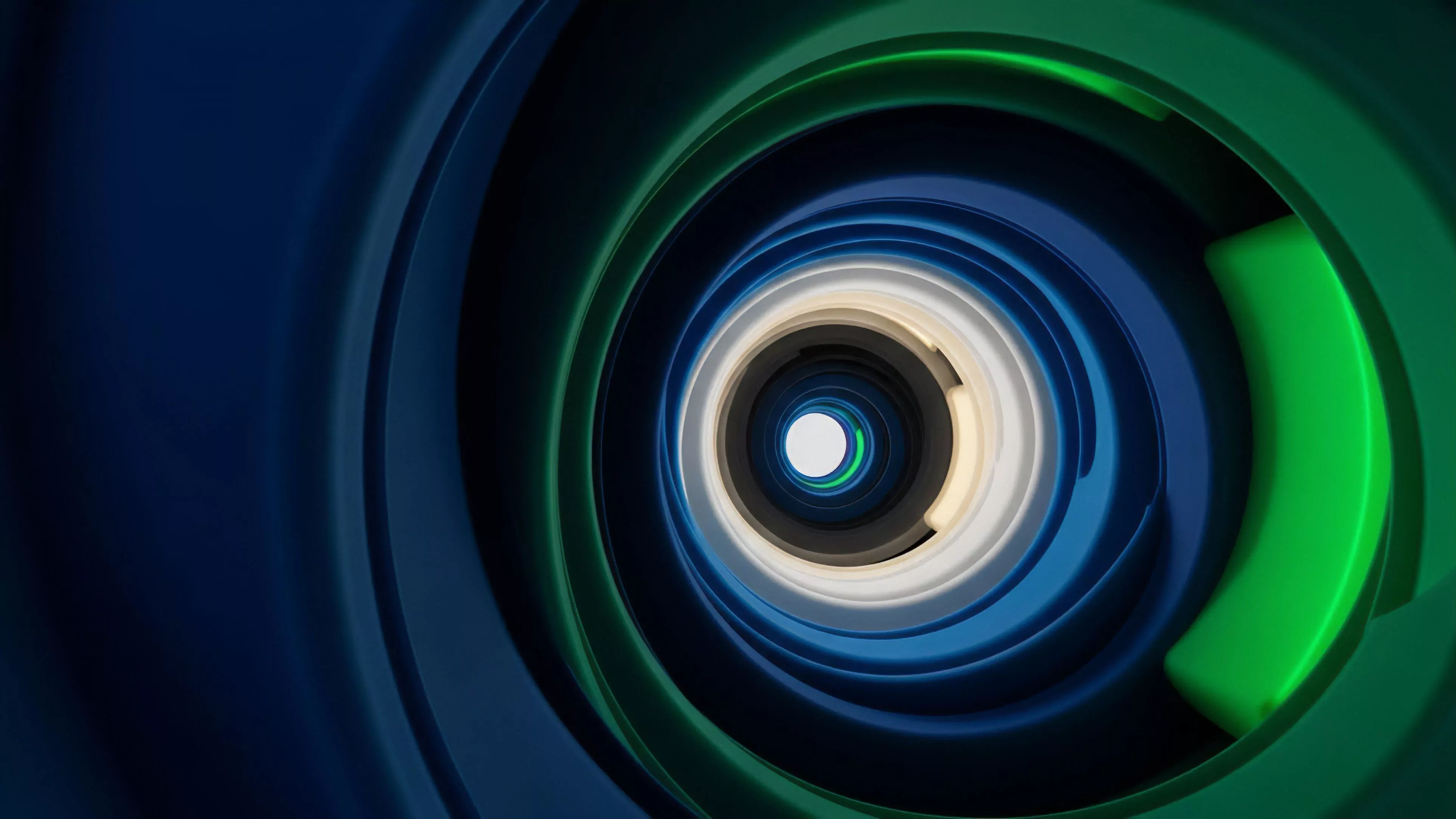 A series of concentric rings in blue, green, and white creates a dynamic vortex effect, symbolizing the complex market microstructure of financial derivatives and decentralized exchanges. The layering represents varying levels of order book depth or tranches within a collateralized debt obligation. The flow toward the center visualizes the high-frequency transaction throughput through Layer 2 scaling solutions, where liquidity provisioning and arbitrage opportunities are continuously executed. This abstract visualization captures the volatility skew and slippage dynamics inherent in complex algorithmic trading strategies.