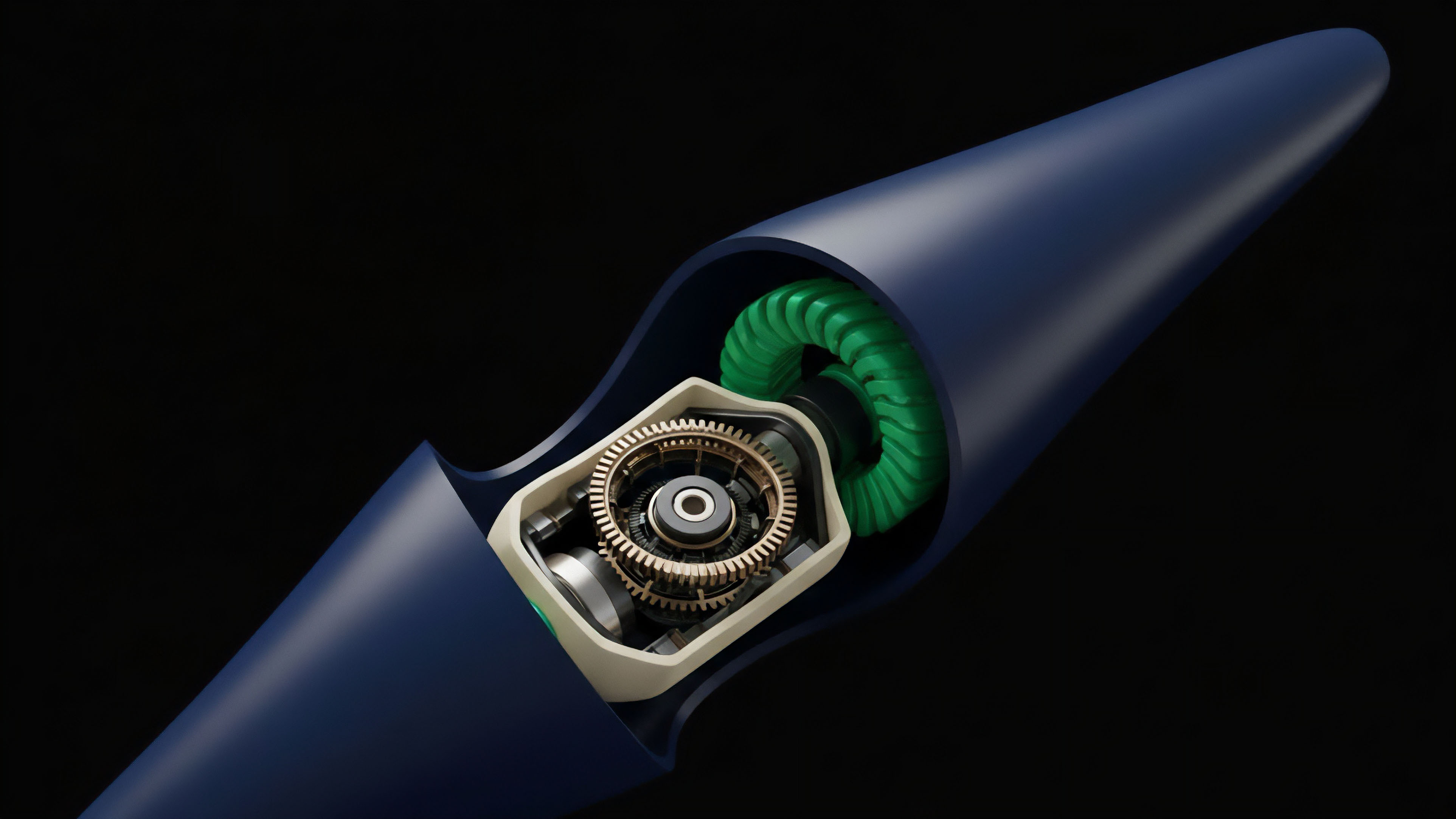 A detailed cross-section of a high-speed execution engine, metaphorically representing a sophisticated DeFi protocol's infrastructure. Intricate gears symbolize an Automated Market Maker's AMM liquidity provision and on-chain risk management logic. A prominent green helical component represents continuous yield aggregation or the mechanism underlying perpetual futures contracts. This visualization illustrates the complexity of high-frequency trading HFT strategies and collateralized debt positions, emphasizing precise protocol execution and efficient arbitrage within a decentralized financial ecosystem.