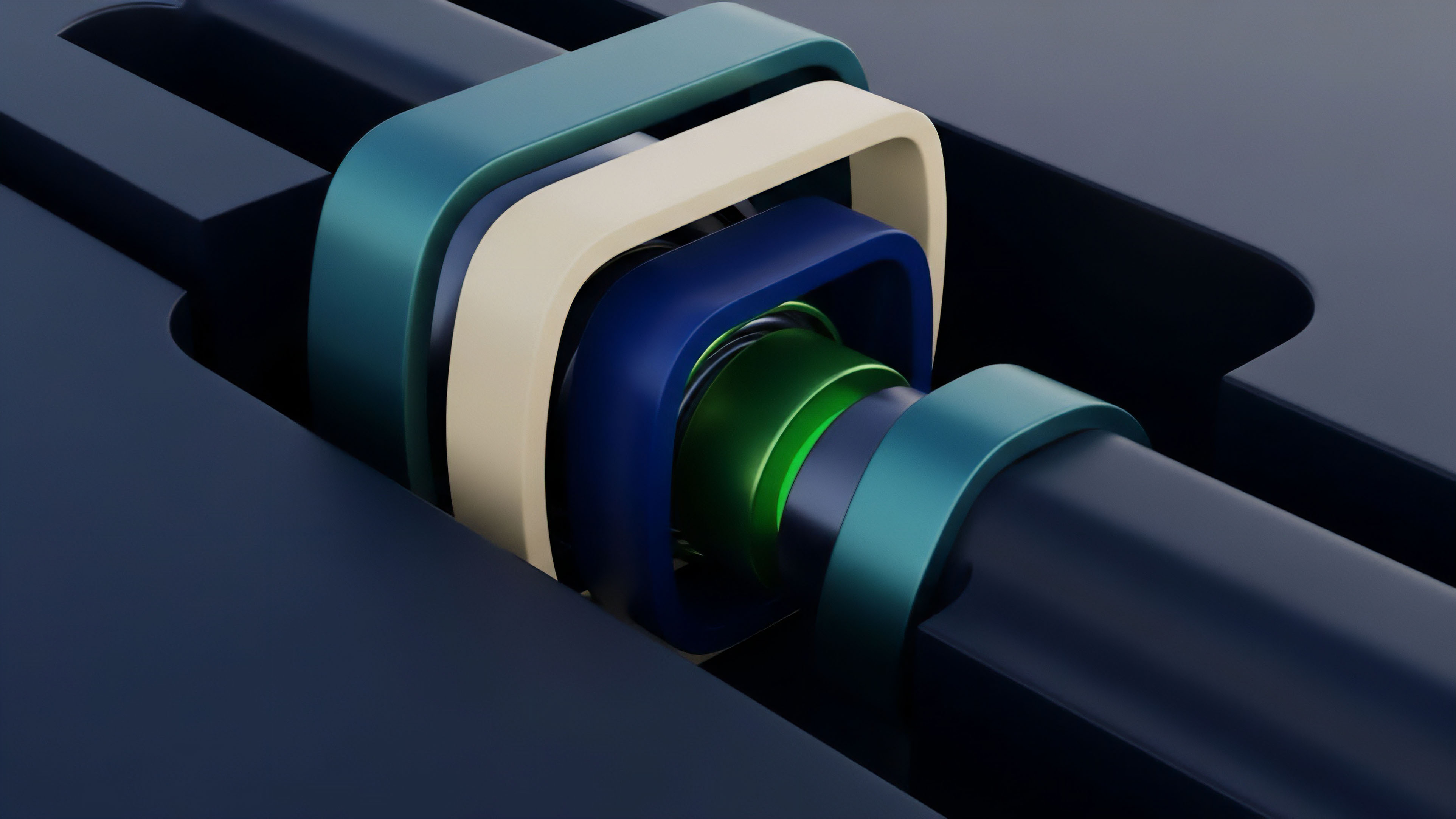 A detailed schematic of a layered mechanism illustrates the functional architecture of decentralized finance protocols. Nested components represent distinct smart contract logic layers and collateralized debt position structures. The central green element signifies the core liquidity pool or leveraged asset. The interlocking pieces visualize cross-chain interoperability and risk stratification within the underlying financial derivatives framework. This design represents a robust automated market maker execution environment, emphasizing precise synchronization and collateral management for secure yield generation in a multi-asset system.