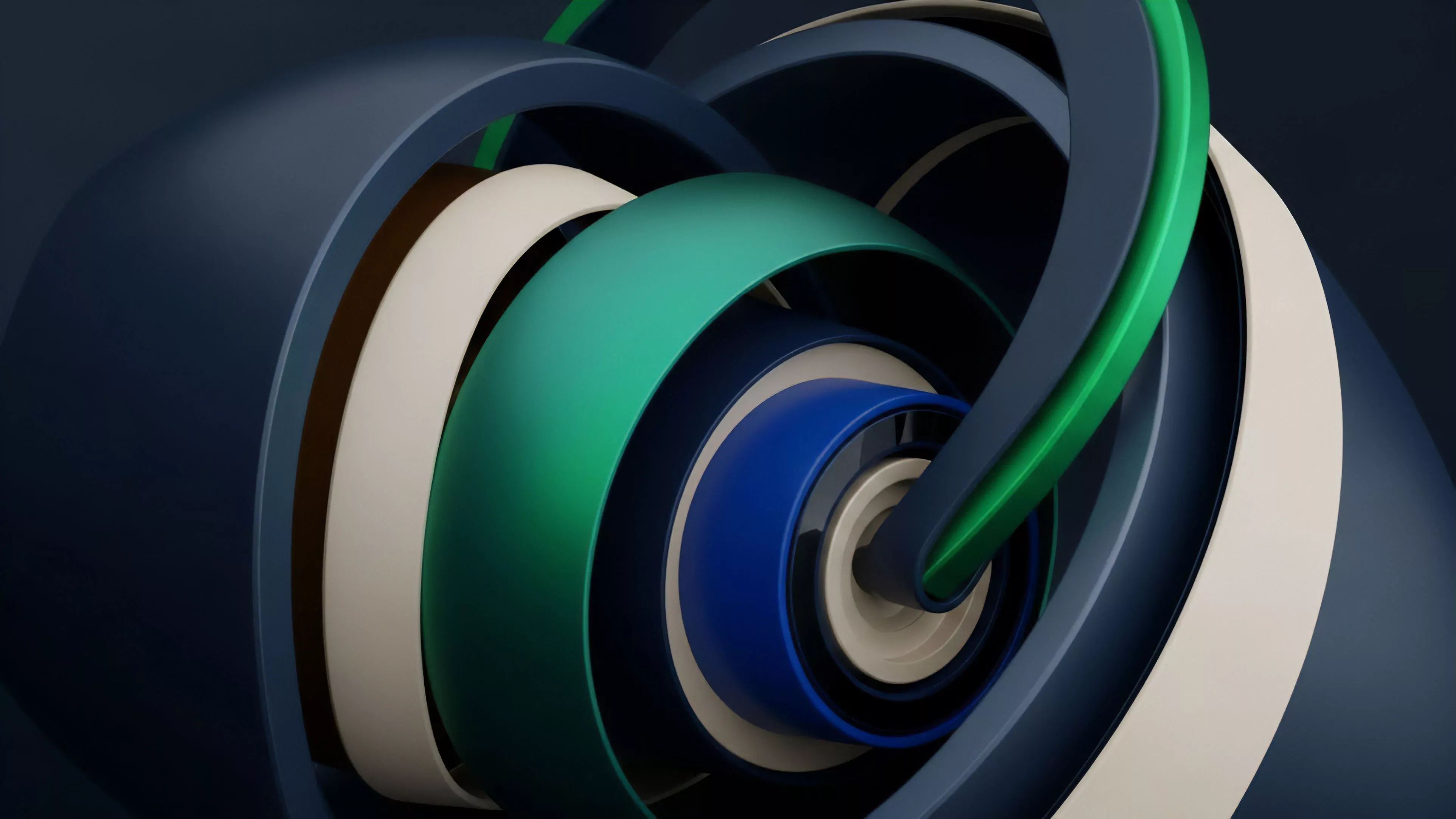 A dynamic rendering showcases layered concentric bands, illustrating complex financial derivatives. These forms represent DeFi protocol stacking where collateralized debt positions CDPs form options chains in a decentralized exchange. The interwoven structure symbolizes liquidity aggregation and the multifaceted risk management strategies employed to hedge against implied volatility. The design visually depicts how synthetic assets are created within structured products. The colors differentiate tranches and delta hedging layers.