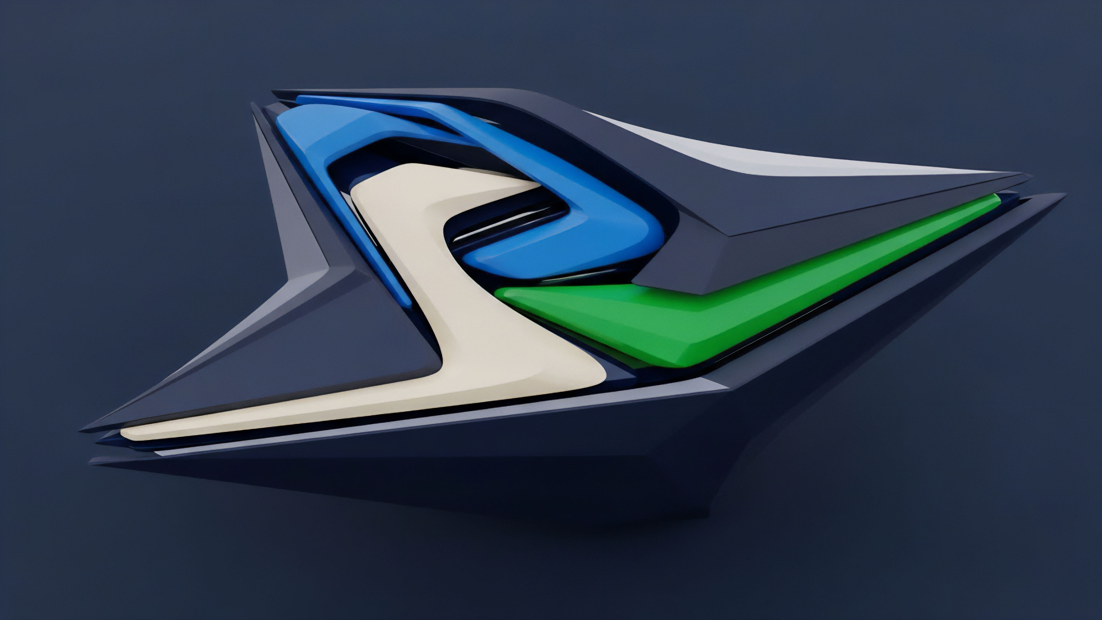 A futuristic, multi-layered object with sharp, angular dark grey structures and fluid internal components in blue, green, and cream. This abstract representation symbolizes the complex dynamics of financial derivatives in decentralized finance. The interwoven elements illustrate the high-frequency trading algorithms and liquidity provisioning models common in crypto markets. The interplay of colors suggests a complex risk-return profile for sophisticated structured products, where market volatility and strategic risk management are critical for options contracts.