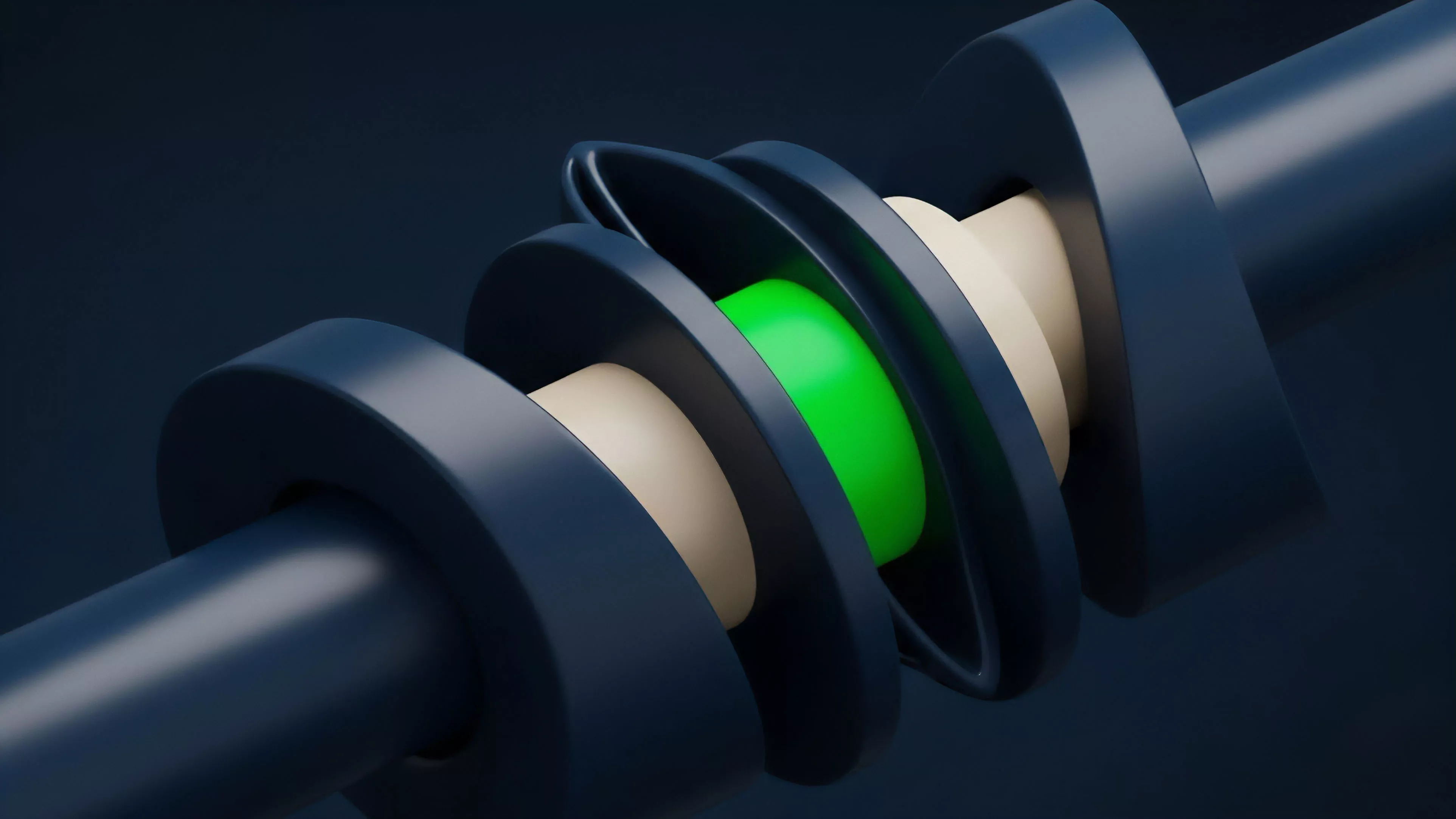 A detailed abstract visualization presents a multi-layered mechanical assembly on a central axle, representing a sophisticated decentralized finance DeFi protocol.