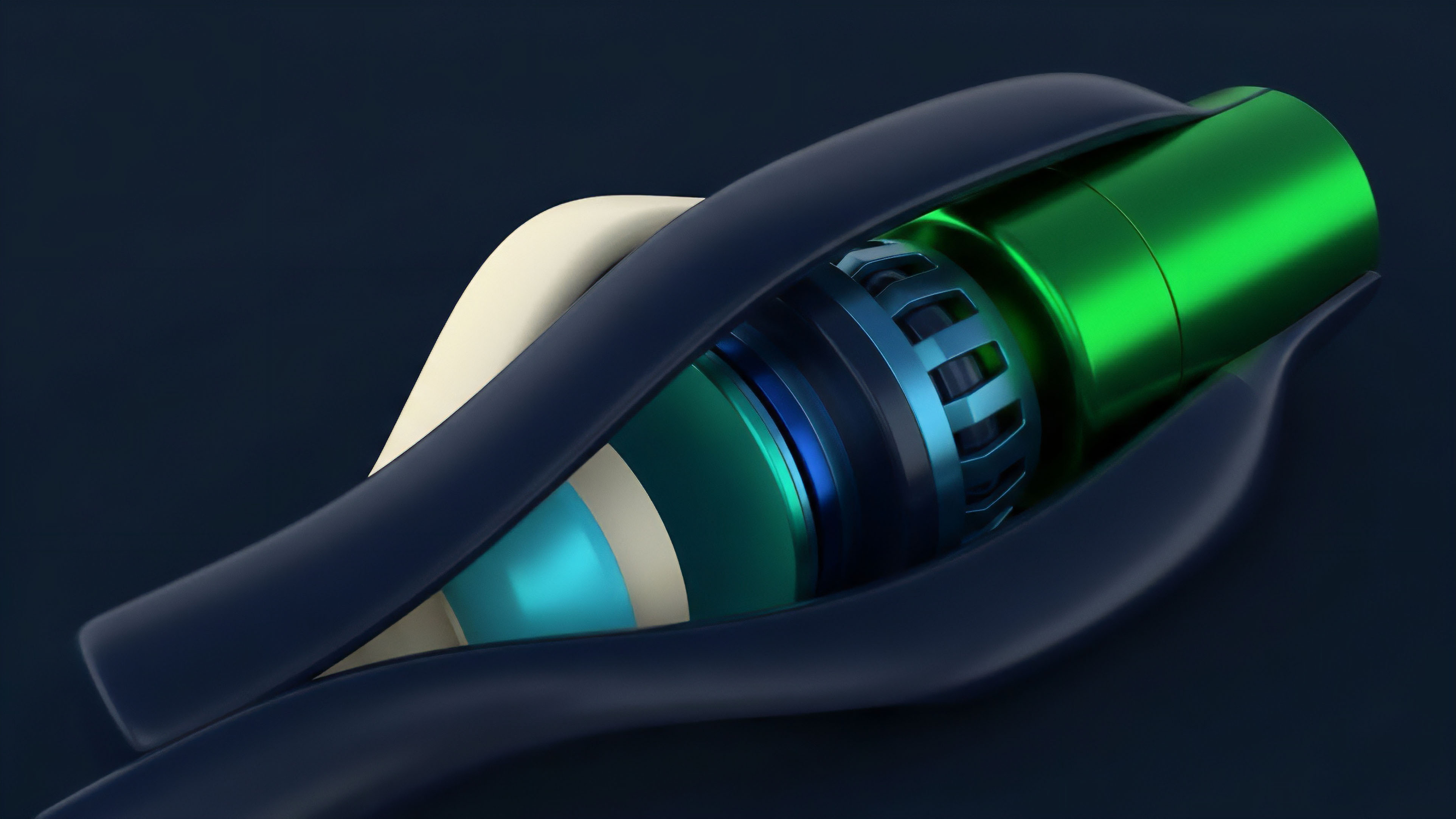 A detailed visualization of a structured financial product illustrating a DeFi protocol’s core components. The internal green and blue elements symbolize the underlying cryptocurrency asset and its notional value. The flowing dark blue structure acts as the smart contract wrapper, defining the collateralization mechanism for on-chain derivatives. This complex financial engineering construct facilitates automated risk management and yield generation strategies, mitigating counterparty risk and volatility exposure within a decentralized framework.