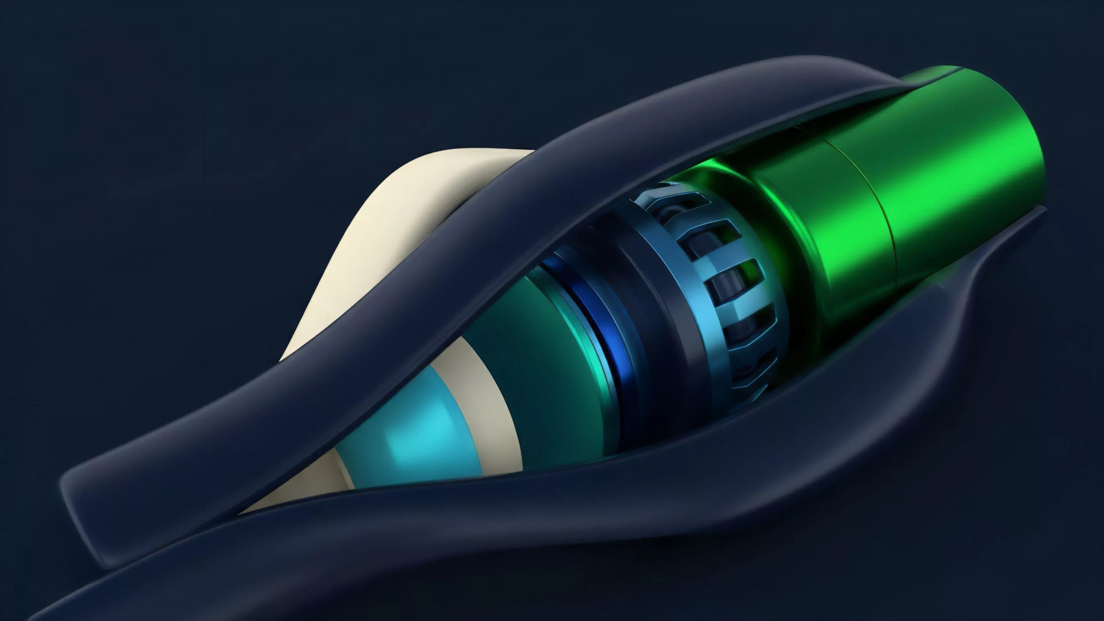 A detailed visualization of a structured financial product illustrating a DeFi protocol’s core components. The internal green and blue elements symbolize the underlying cryptocurrency asset and its notional value. The flowing dark blue structure acts as the smart contract wrapper, defining the collateralization mechanism for on-chain derivatives. This complex financial engineering construct facilitates automated risk management and yield generation strategies, mitigating counterparty risk and volatility exposure within a decentralized framework.