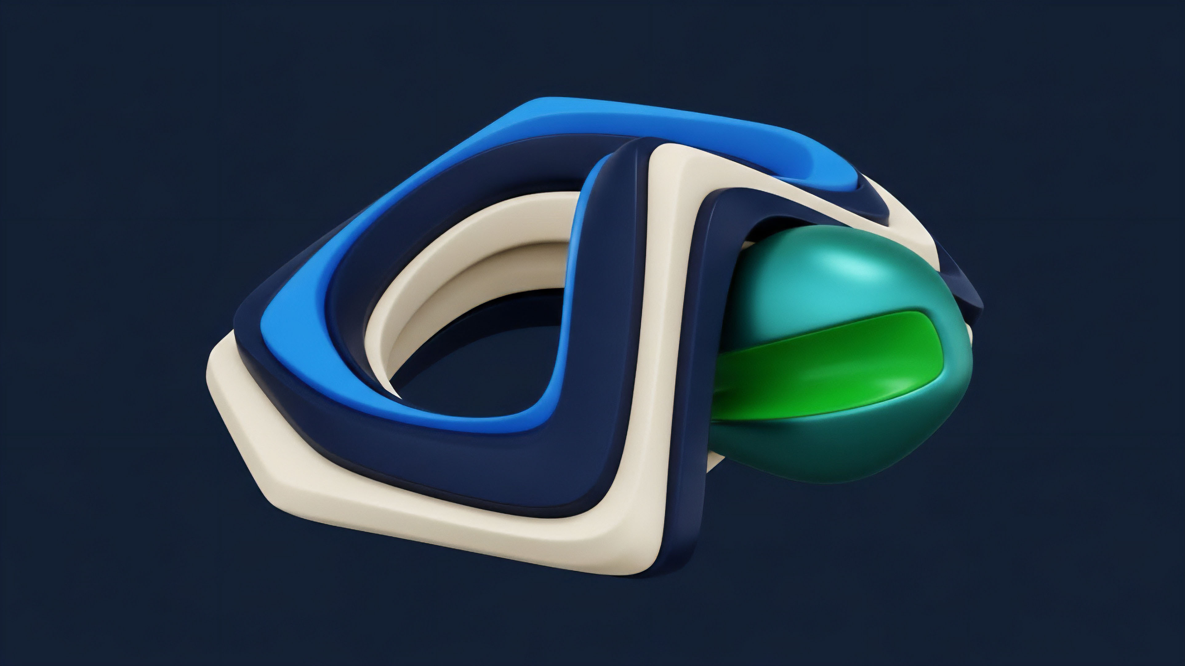 Abstract layered structures in blue and white/beige wrap around a teal sphere with a green segment, symbolizing a complex synthetic asset or yield aggregation protocol. The intricate layers represent different risk tranches within a structured product or collateral requirements for a decentralized financial derivative. This configuration illustrates market correlation and the interconnected nature of liquidity protocols and options chains. The central sphere signifies the underlying asset or core liquidity pool, emphasizing cross-chain interoperability and volatility dynamics within the tokenomics framework.