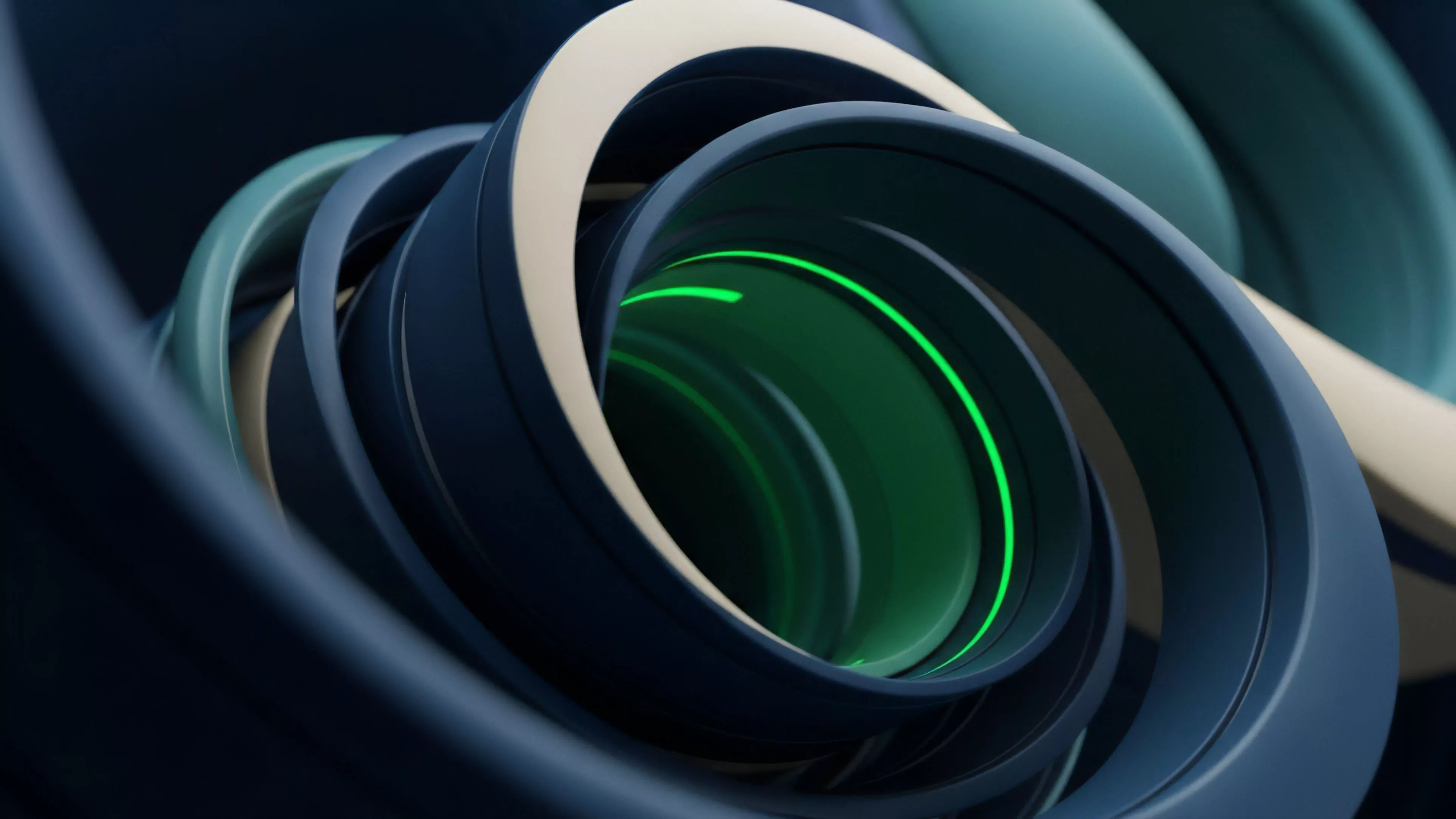 A layered abstract structure visualizes interconnected financial instruments within a decentralized ecosystem. The spiraling channels represent intricate smart contract logic and derivatives pricing models. The converging pathways illustrate liquidity aggregation across different AMM pools. A central glowing green light symbolizes successful transaction execution or a risk-neutral position achieved through a sophisticated arbitrage strategy. This configuration models the complex settlement finality process in high-speed algorithmic trading environments, demonstrating path dependency in options valuation.