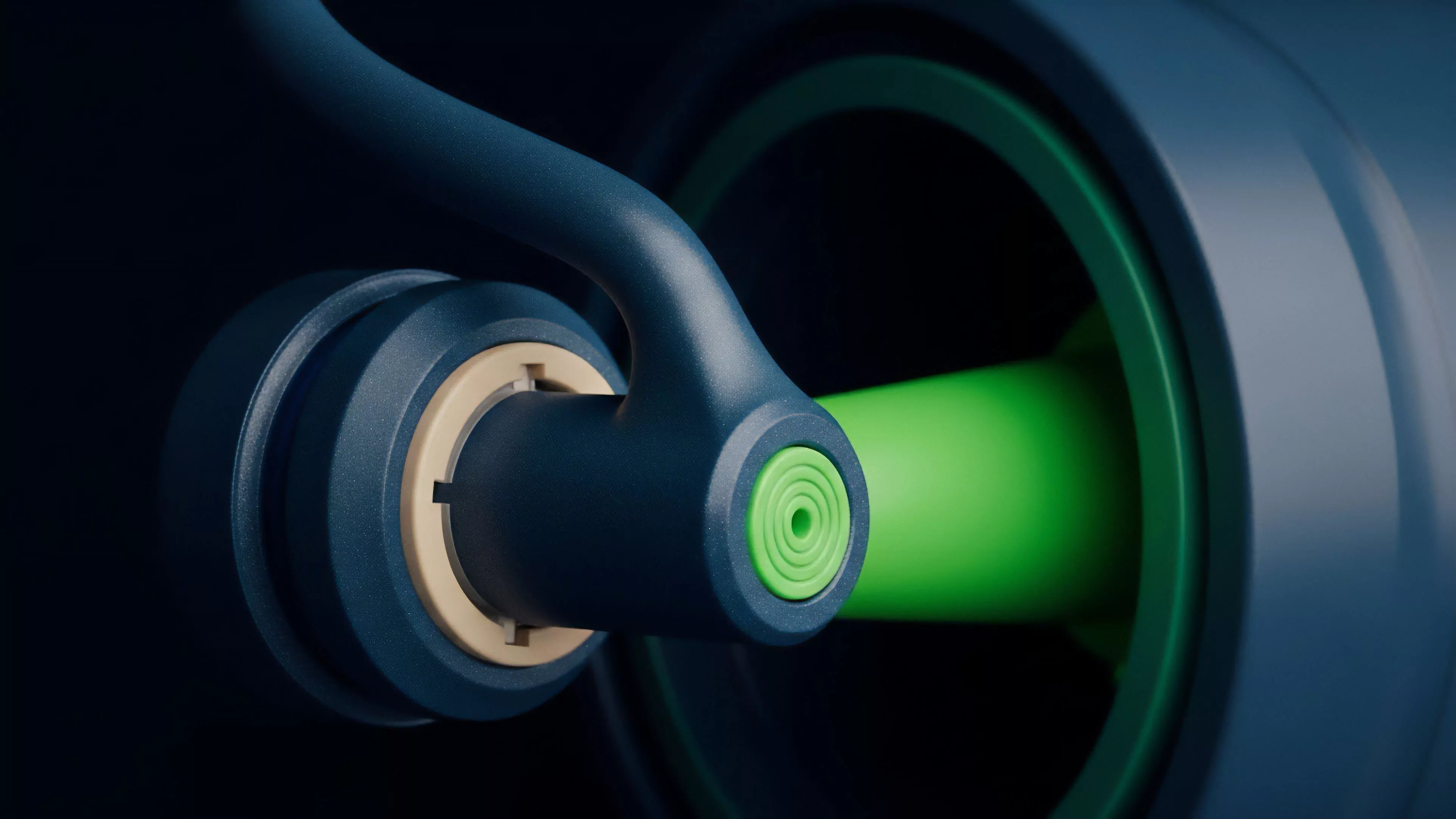 A dark blue, structurally complex component represents a financial derivative protocol's architecture.