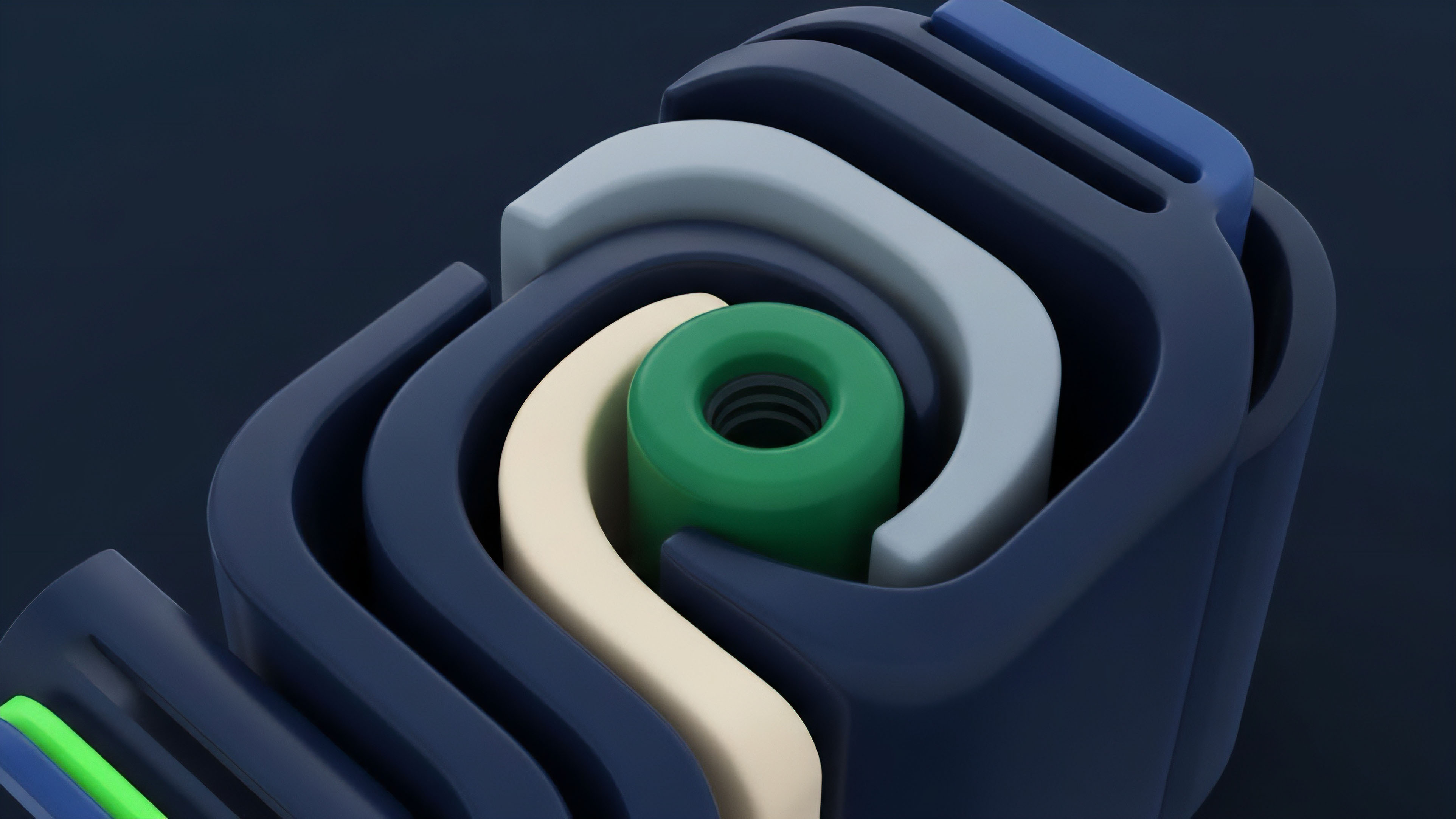 A dynamic visualization of a complex financial derivative structure where a green core represents the underlying asset or base collateral. The nested layers in beige, light blue, and dark blue illustrate different risk tranches or a tiered options strategy, such as a layered hedging protocol. The concentric design signifies the intricate relationship between various derivative contracts and their impact on market liquidity and collateralization within a decentralized finance ecosystem. This represents how advanced tokenomics utilize smart contract automation to manage risk exposure.