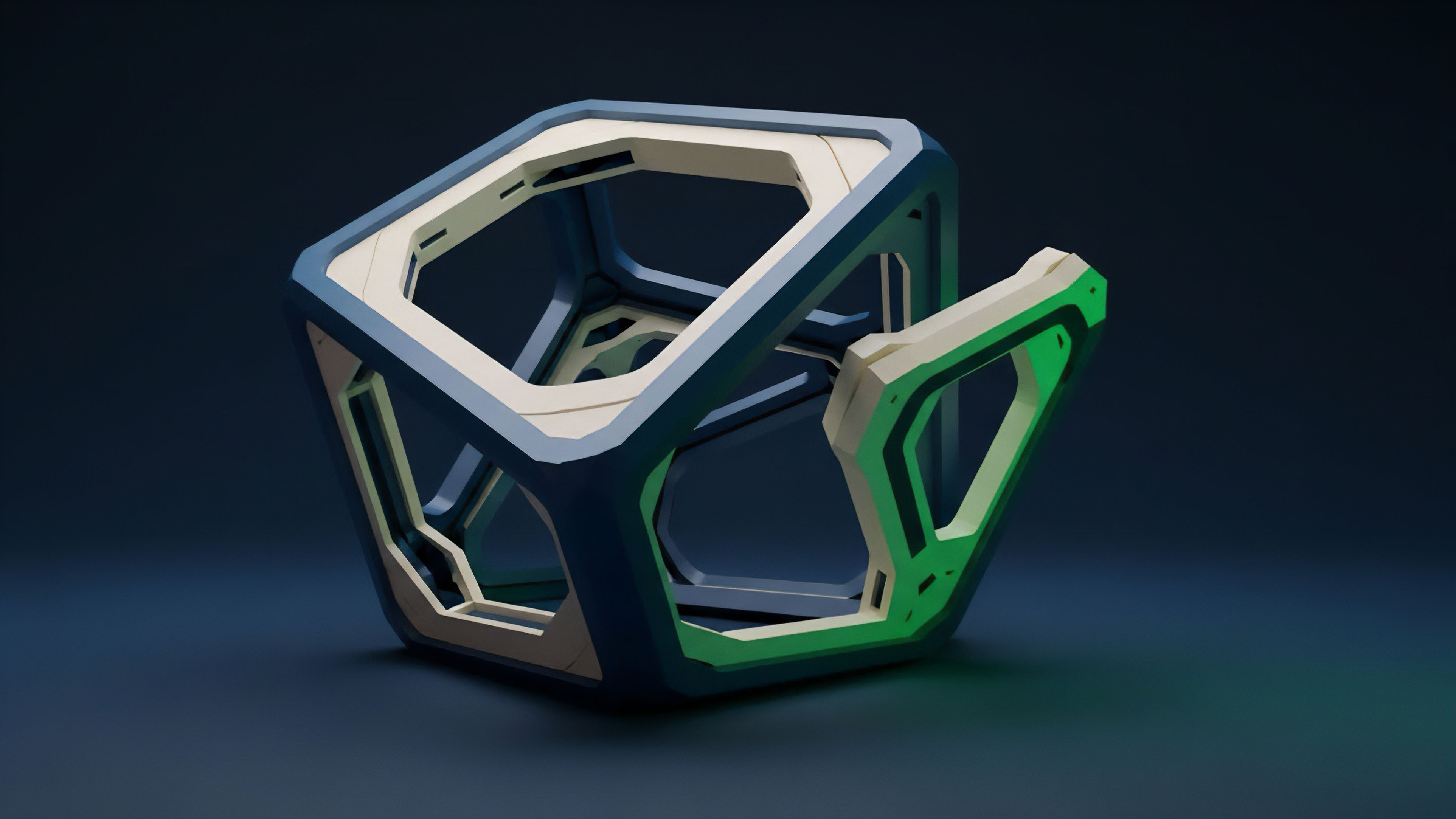 A complex geometric structure visually represents the architecture of a sophisticated decentralized finance DeFi protocol. The intricate, open framework symbolizes the layered complexity of structured financial derivatives and collateralization mechanisms within a tokenomics model. The prominent neon green accent highlights a specific active component, potentially representing high-frequency trading HFT activity or a successful arbitrage strategy. This configuration illustrates dynamic volatility and risk exposure in options trading, reflecting the interconnected nature of liquidity pools and smart contract functionality.