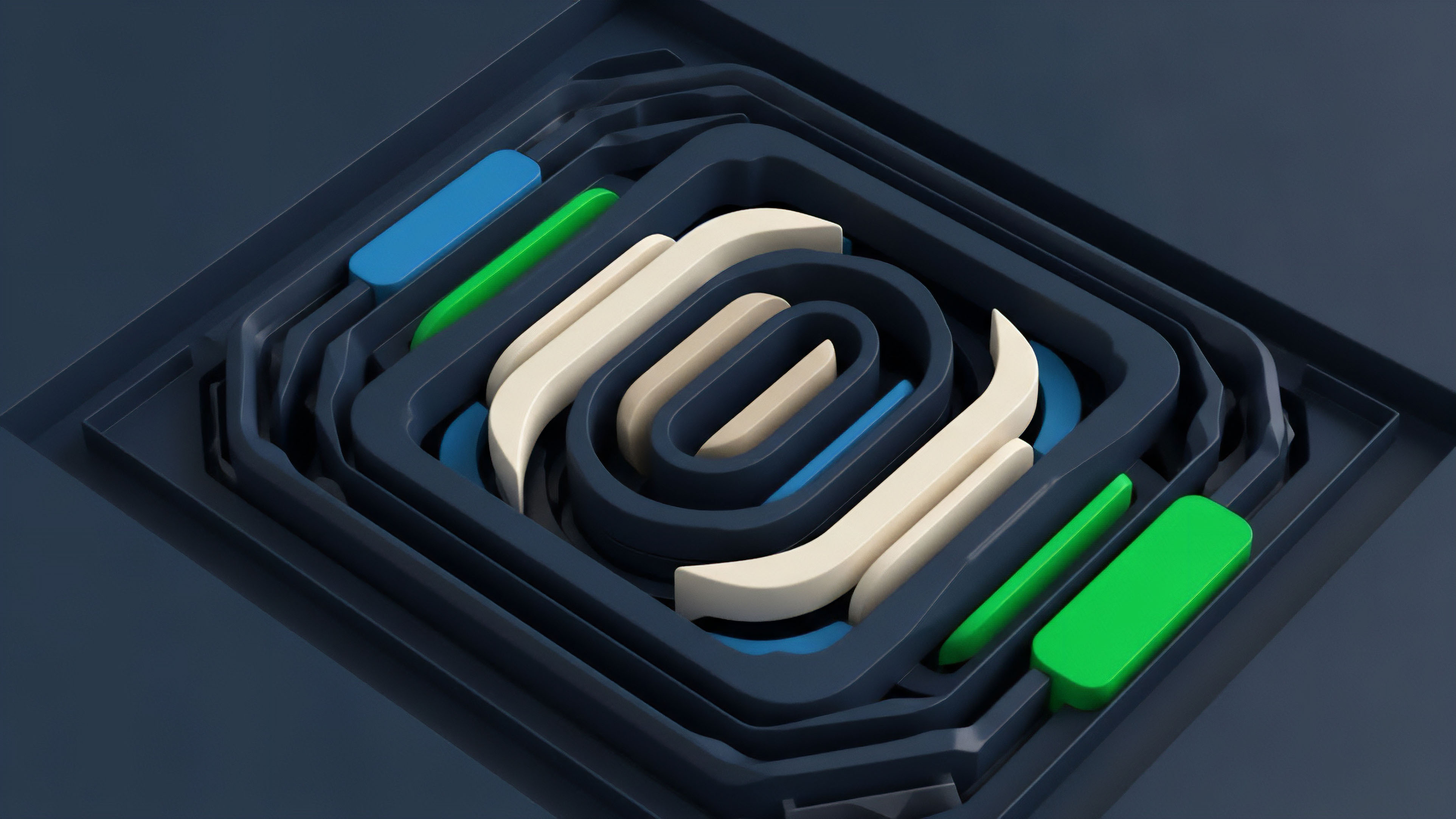 Nested layers and interconnected pathways form a dynamic system representing complex decentralized finance DeFi architecture. The structure symbolizes a collateralized debt position CDP framework where different liquidity pools interact via automated execution. The central flow illustrates an Automated Market Maker AMM mechanism for synthetic asset generation. This configuration visualizes the interconnected risks and arbitrage opportunities inherent in multi-protocol liquidity fragmentation, emphasizing robust oracle and risk management mechanisms. The design highlights the complexity of smart contracts governing derivatives.