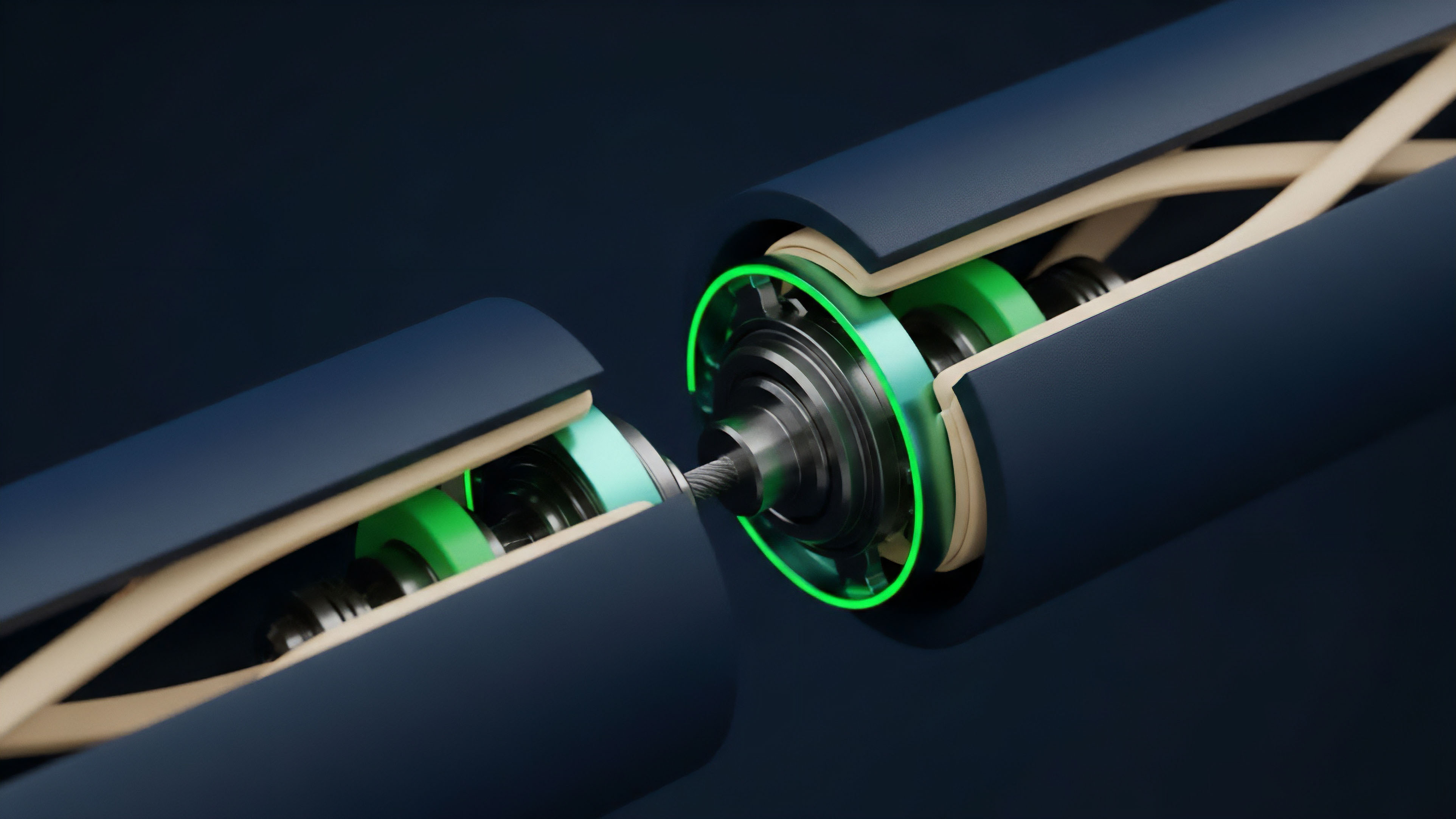 This modular architecture symbolizes cross-chain interoperability and Layer 2 solutions within decentralized finance. The two connecting cylindrical sections represent disparate blockchain protocols. The precision mechanism highlights the smart contract logic and algorithmic execution essential for secure atomic swaps and settlement processes. Internal elements represent collateralization and liquidity provision required for seamless bridging of tokenized assets. The design underscores the complexity of sidechain integration and risk hedging in a modular framework.