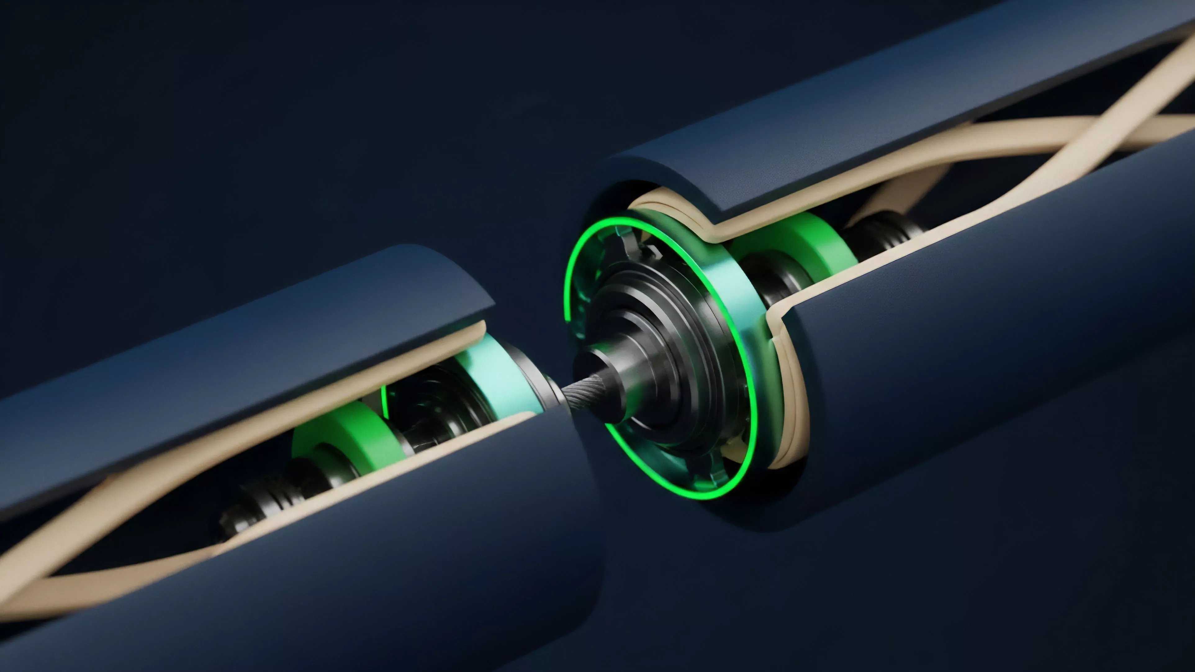 This modular architecture symbolizes cross-chain interoperability and Layer 2 solutions within decentralized finance. The two connecting cylindrical sections represent disparate blockchain protocols. The precision mechanism highlights the smart contract logic and algorithmic execution essential for secure atomic swaps and settlement processes. Internal elements represent collateralization and liquidity provision required for seamless bridging of tokenized assets. The design underscores the complexity of sidechain integration and risk hedging in a modular framework.