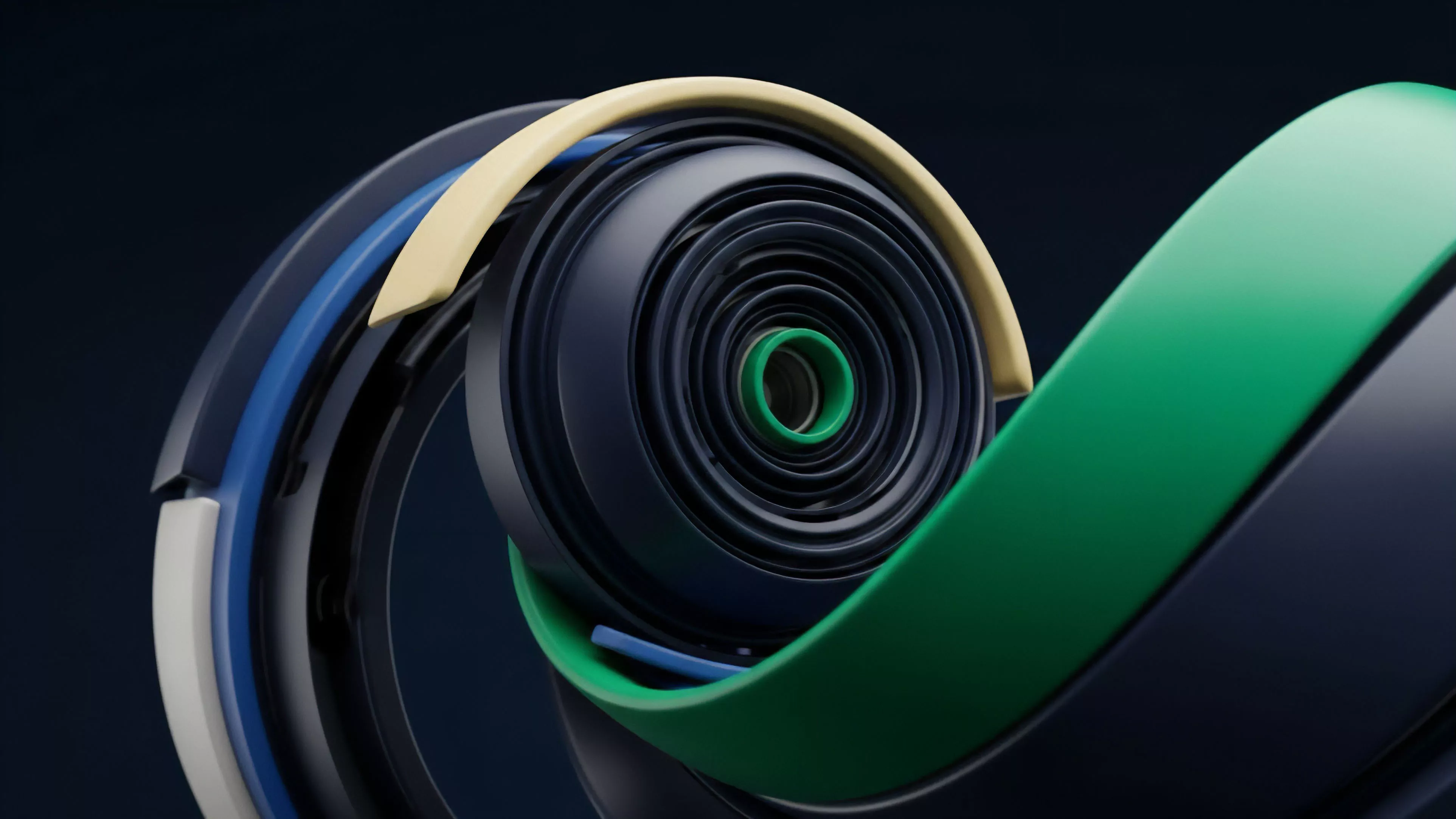 A dynamic layered structure visualizes the intricate relationship within a complex derivatives market. The coiled bands represent different asset classes and financial instruments, such as perpetual futures contracts and options chains, flowing into a central point of liquidity aggregation. The design symbolizes the interplay of implied volatility and premium decay, illustrating how various risk profiles and structured products interact dynamically in decentralized finance. This abstract representation captures the multifaceted nature of advanced risk hedging strategies and market efficiency.