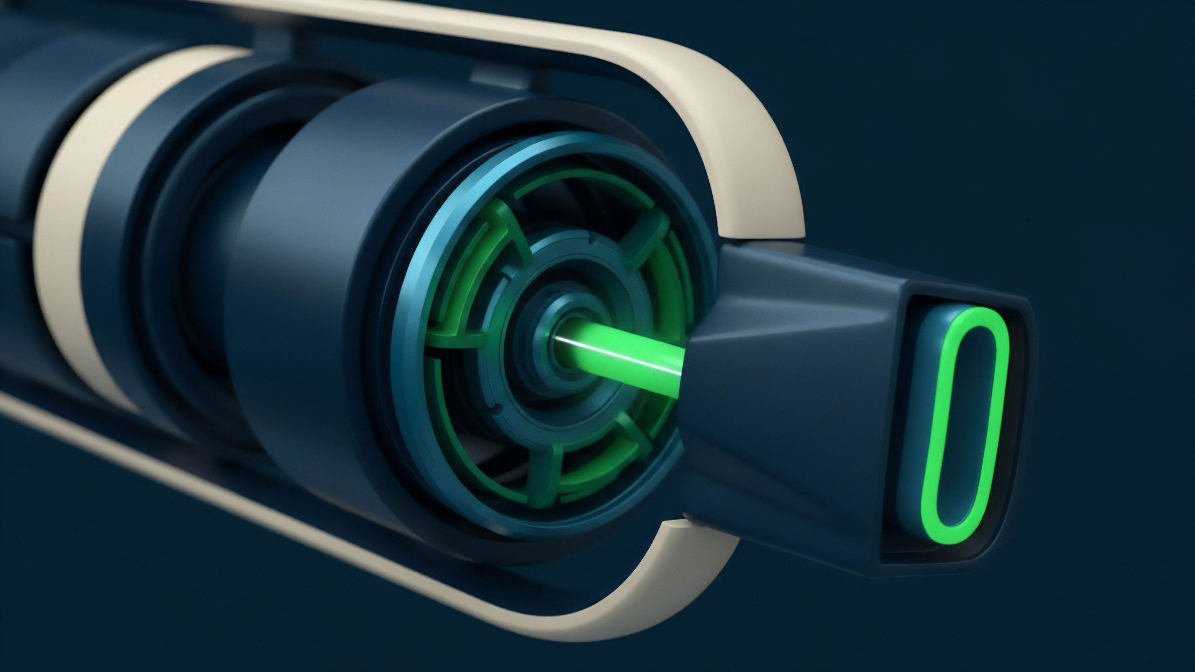 A stylized rendering of a financial technology mechanism, representing a high-throughput smart contract for executing derivatives trades. The central green beam visualizes real-time liquidity flow and instant oracle data feeds. The intricate structure simulates the complex pricing models of options contracts, facilitating precise delta hedging and efficient capital utilization within a decentralized automated market maker framework. This system enables high-frequency trading strategies, illustrating the rapid processing capabilities required for managing gamma exposure in modern financial derivatives markets.