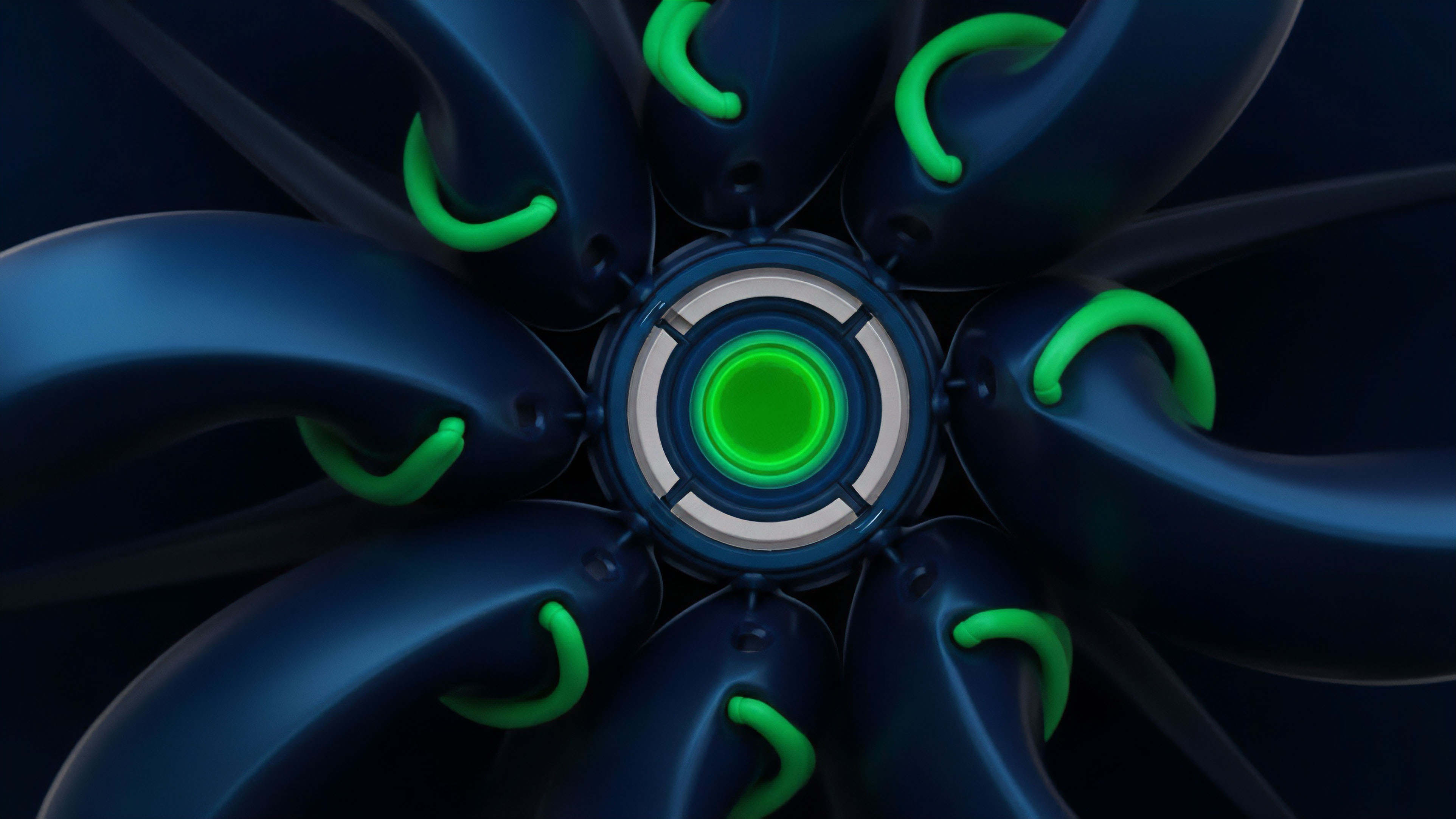 A digitally rendered central nexus symbolizes a sophisticated decentralized finance automated market maker protocol. The radiating segments represent interconnected liquidity pools and collateralization mechanisms required for complex derivatives trading. Bright green highlights indicate active yield generation and capital efficiency, illustrating robust risk management within a scalable blockchain network. This structure visualizes the complex data flow and settlement processes governing on-chain perpetual swaps and options contracts, emphasizing the interconnectedness of assets across different network nodes.