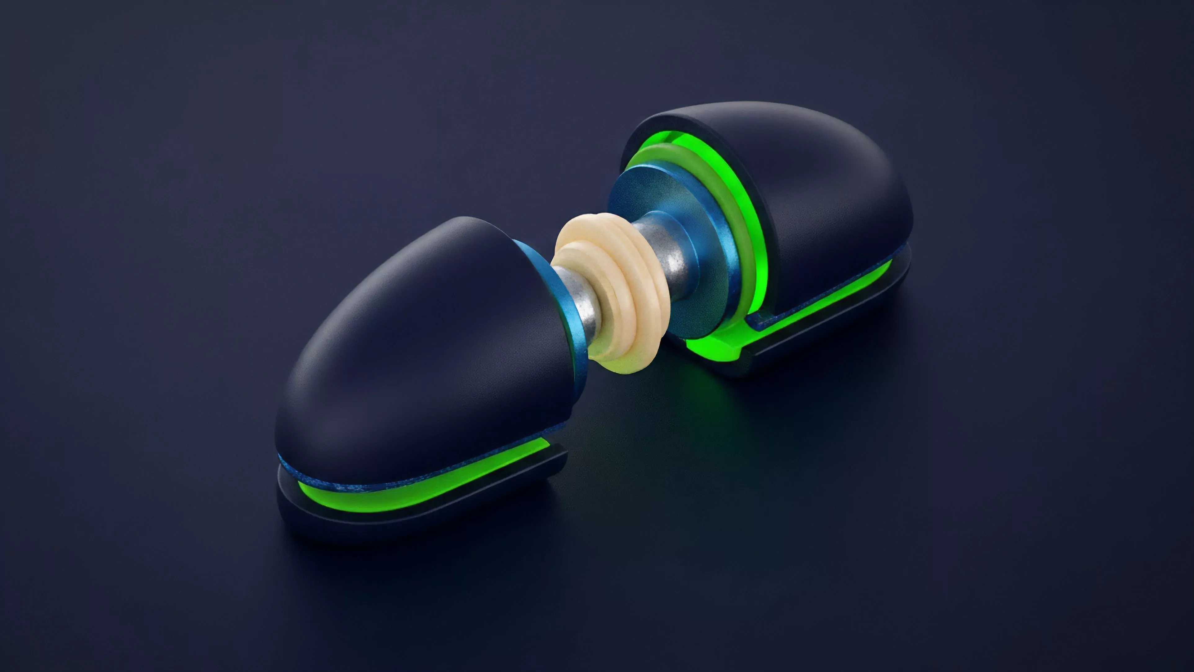 A high-tech component split apart reveals an internal structure with a fluted core and green glowing elements. This represents a visualization of smart contract execution within a decentralized perpetual swaps protocol. The internal mechanism symbolizes the underlying collateralization or oracle feed data that links the two parts of a synthetic asset. The structure illustrates the mechanism for liquidity provisioning in an automated market maker AMM environment, highlighting the necessary collateralization for risk-adjusted returns in derivative trading and maintaining settlement finality.