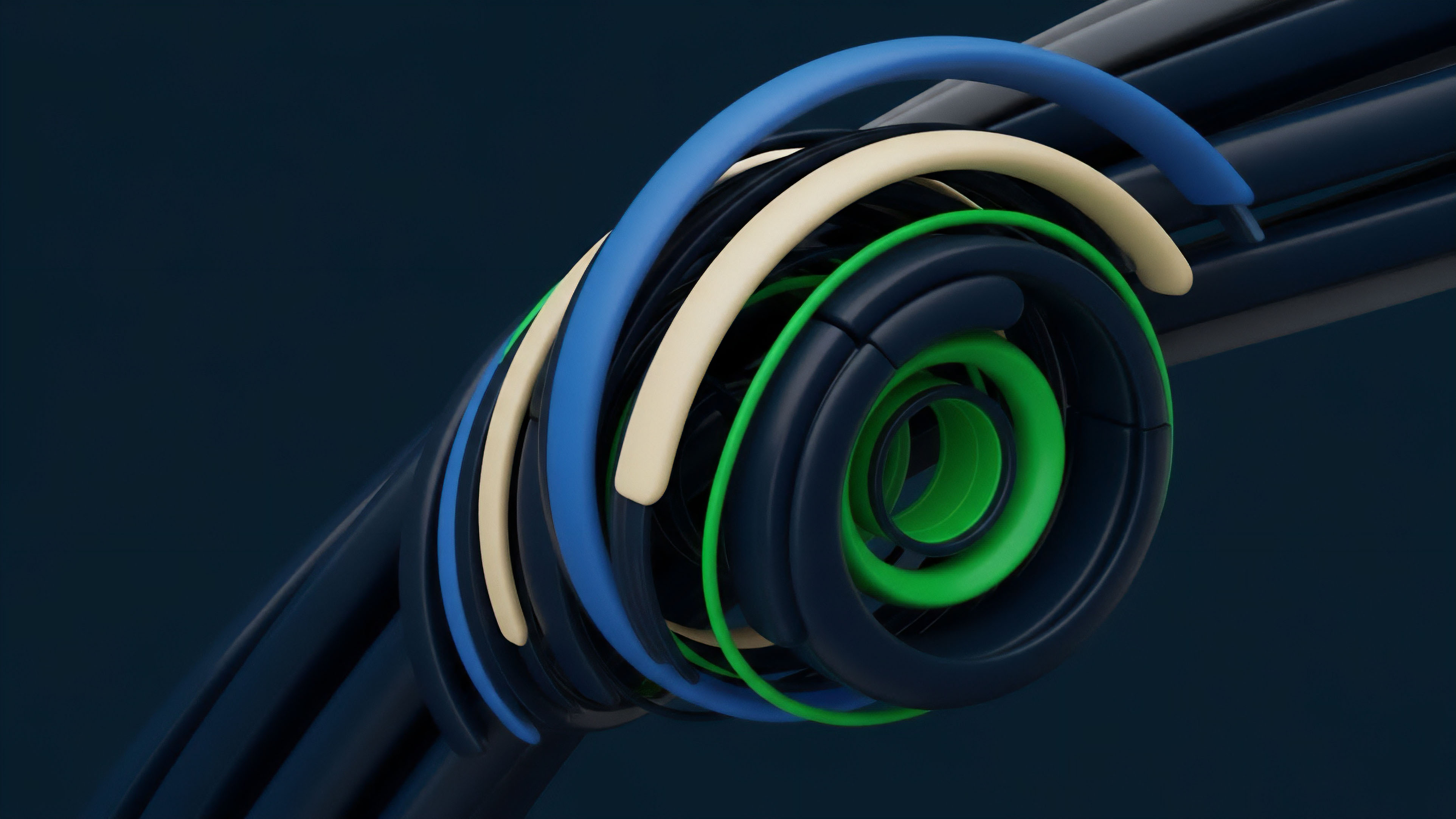 An abstract visualization depicts a layered financial ecosystem where multiple structured elements converge and spiral. The dark blue elements symbolize the foundational smart contract architecture, while the outer layers represent dynamic derivative positions and liquidity convergence. The bright green elements indicate high-yield tokenomics and yield aggregation within DeFi protocols. This visualization depicts the complex interactions of options protocol stacks and the consolidation of collateralized debt positions CDPs in a decentralized environment, emphasizing the intricate flow of assets and risk through different risk tranches.