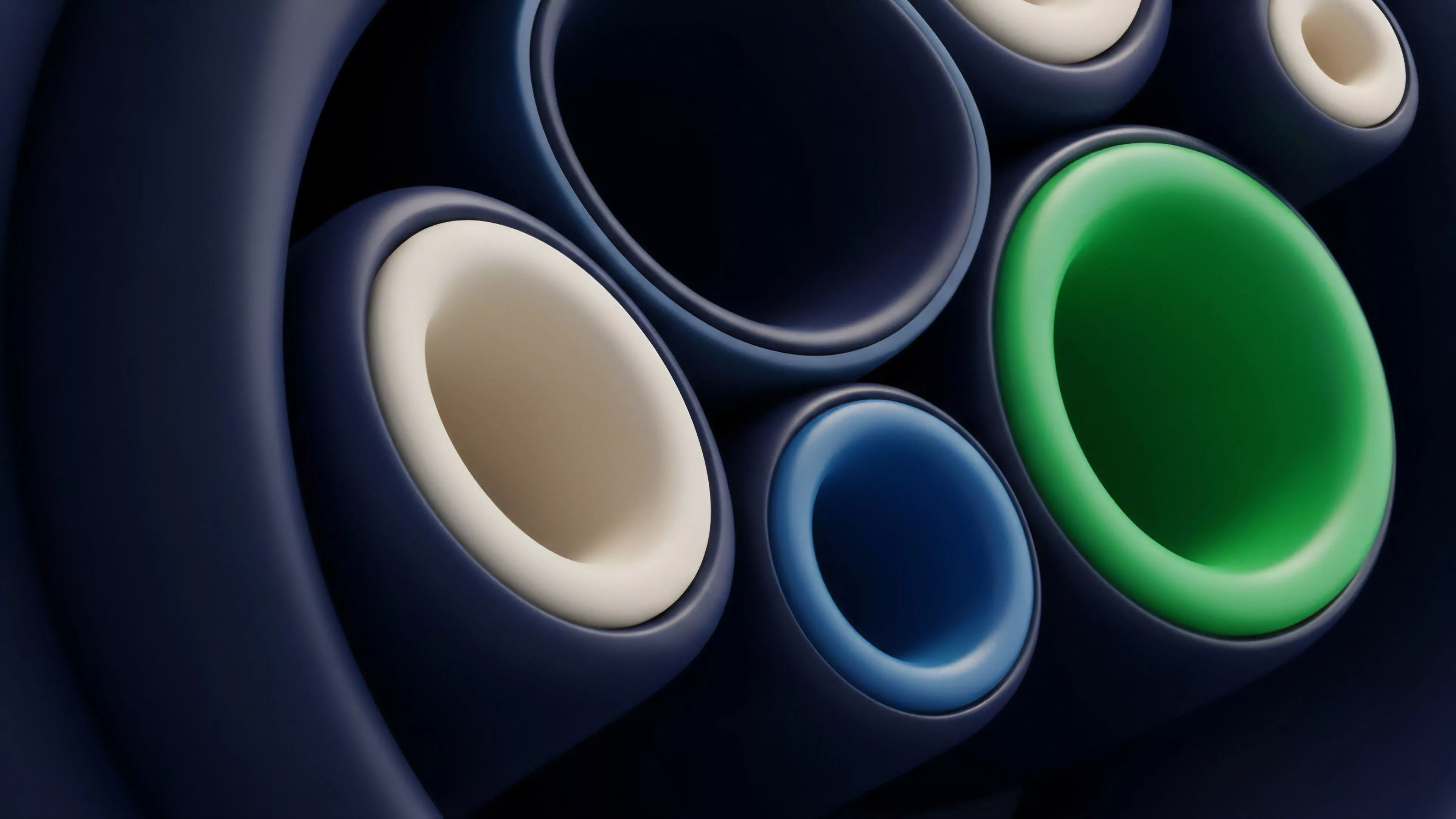 A macro-level abstract visualization of interconnected cylindrical structures, representing a decentralized finance framework.