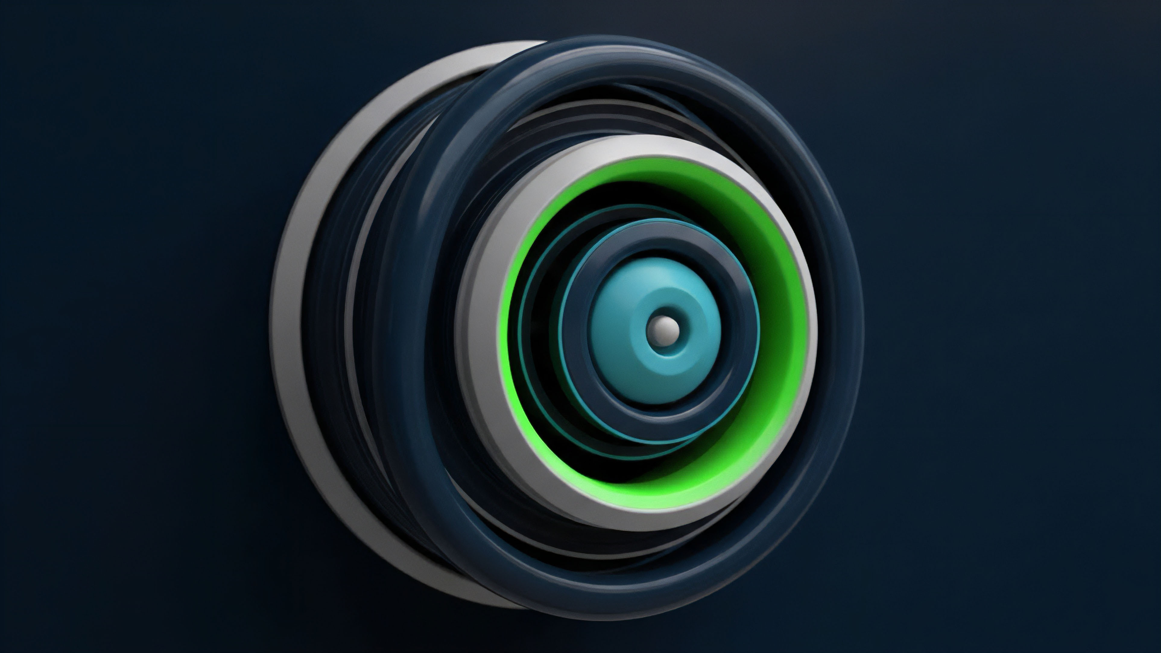 A detailed visualization of a complex, layered circular structure composed of concentric rings in white, dark blue, and vivid green. The core features a turquoise ring surrounding a central white sphere. This abstract representation illustrates a DeFi protocol's risk stratification, where the inner core symbolizes the underlying asset or collateral pool. The surrounding layers depict different tranches within a collateralized debt obligation, representing various risk profiles. The distinct rings can also represent segregated liquidity pools or specific staking mechanisms and their associated governance tokens, vital components in risk management for algorithmic trading and cryptocurrency derivatives.