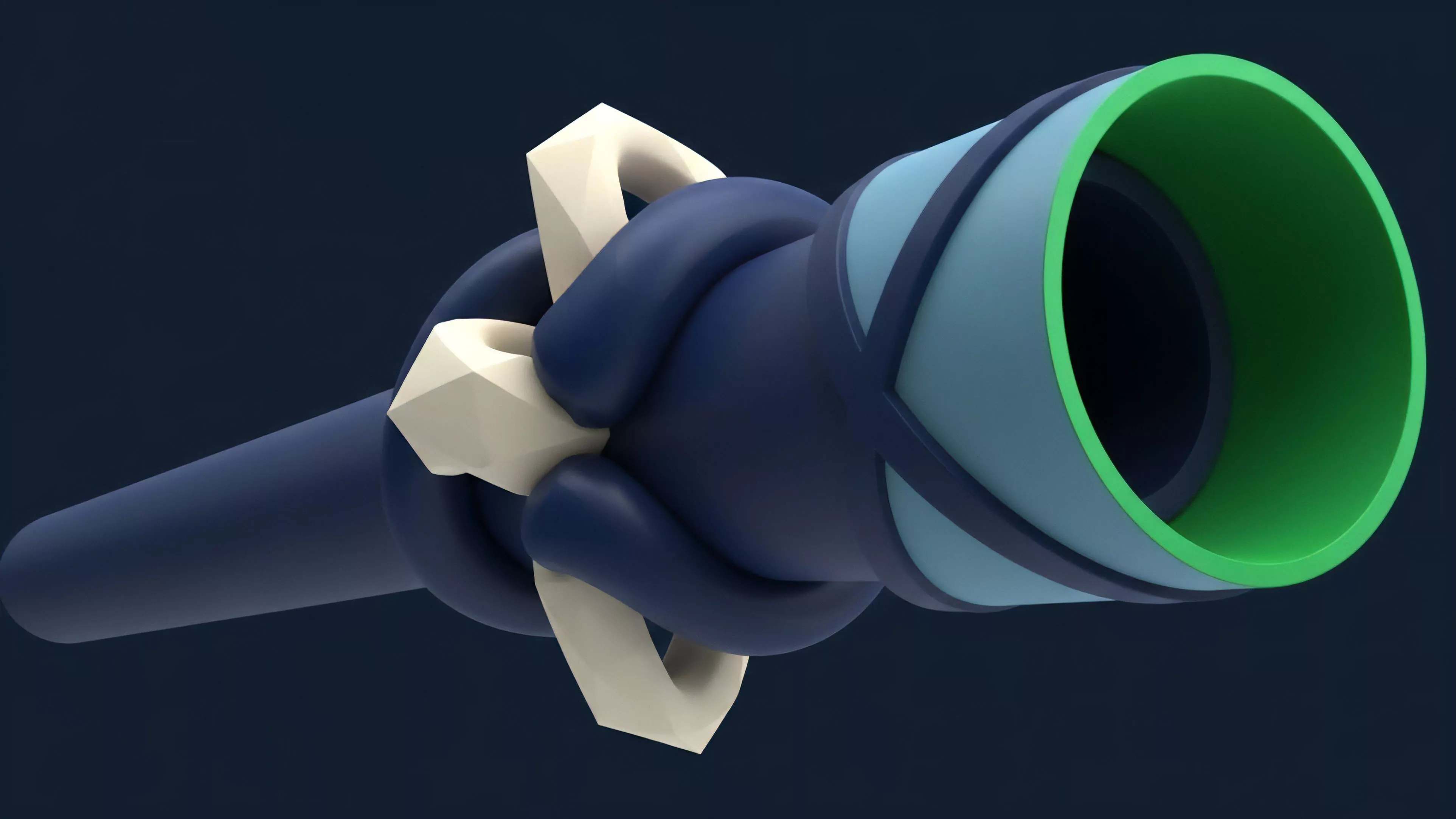 This stylized architecture represents a sophisticated decentralized finance DeFi structured product. The interlocking components signify the smart contract execution and collateralization protocols. The design visualizes the process of token wrapping and liquidity provision essential for creating synthetic assets. The off-white elements act as anchors for the staking mechanism, while the layered structure symbolizes the interoperability layers and risk management framework governing a decentralized autonomous organization DAO. This abstract visualization highlights the complexity of modern financial derivatives in a digital ecosystem.