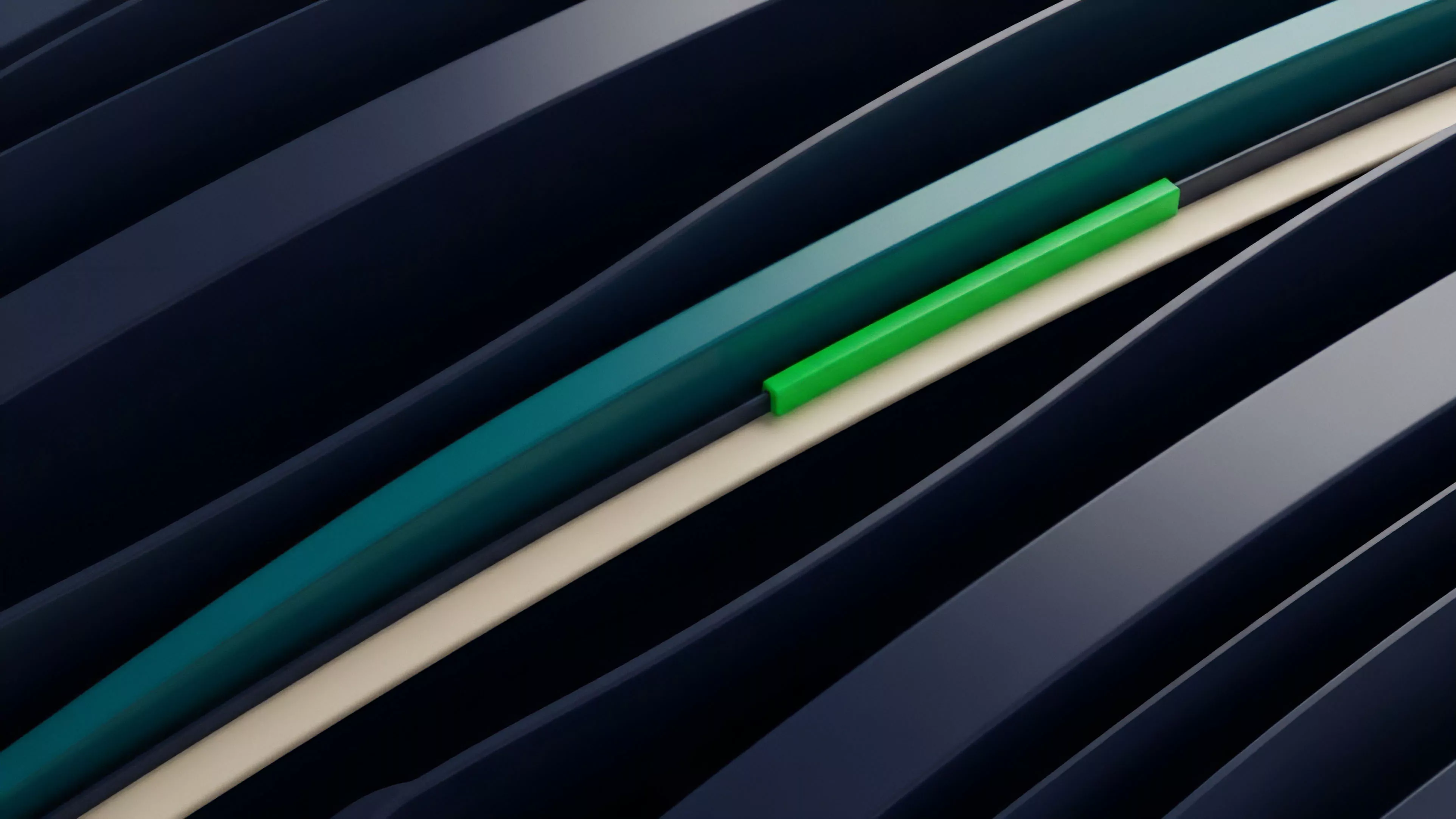 A visual representation of structured products in decentralized finance DeFi, where layers depict complex financial relationships. The fluid dark bands symbolize broader market flow and liquidity pools, while the central light-colored stratum represents collateralization in a yield farming strategy. The bright green segment signifies a specific risk exposure or options premium associated with a leveraged position. This abstract visualization illustrates asset correlation and the intricate components of synthetic assets within a smart contract ecosystem.