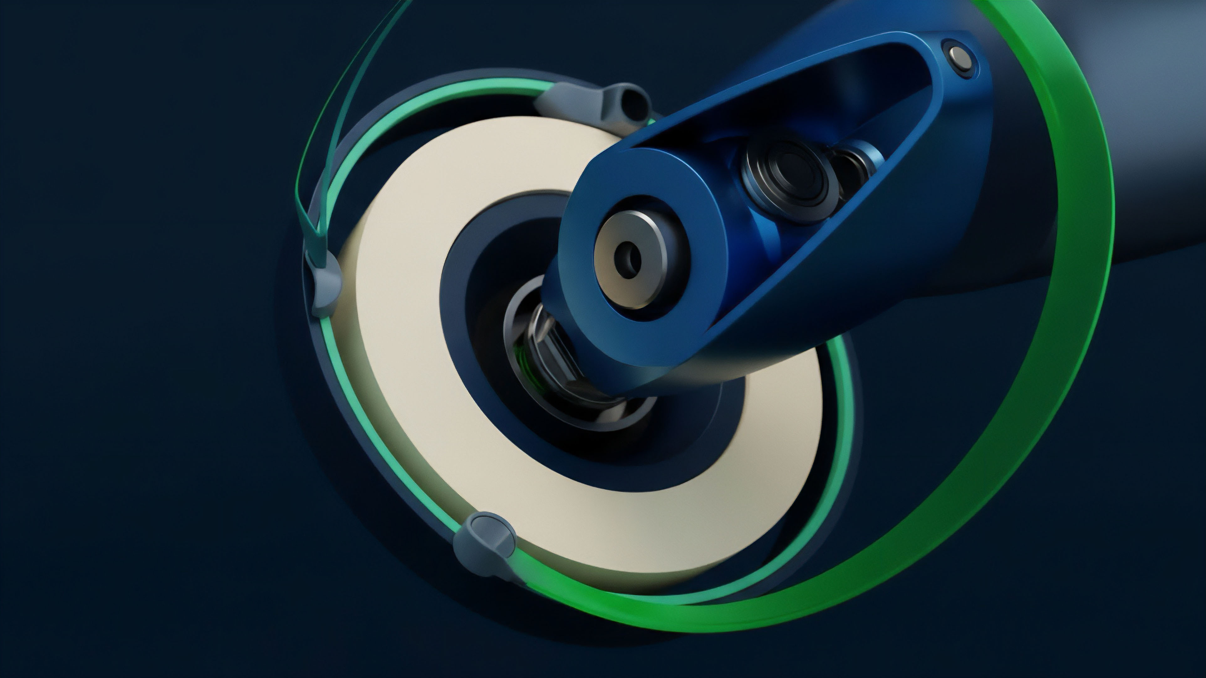 This abstract visualization illustrates a decentralized options trading mechanism where the central blue component represents a core liquidity pool or underlying asset. The dynamic green element symbolizes the continuously adjusting hedging strategy and options premiums required to manage market volatility. It captures the essence of an algorithmic feedback loop in a collateralized debt position, optimizing for impermanent loss mitigation and risk management within a decentralized finance protocol. This structure highlights the intricate interplay between collateral and derivative instruments in a sophisticated AMM system.