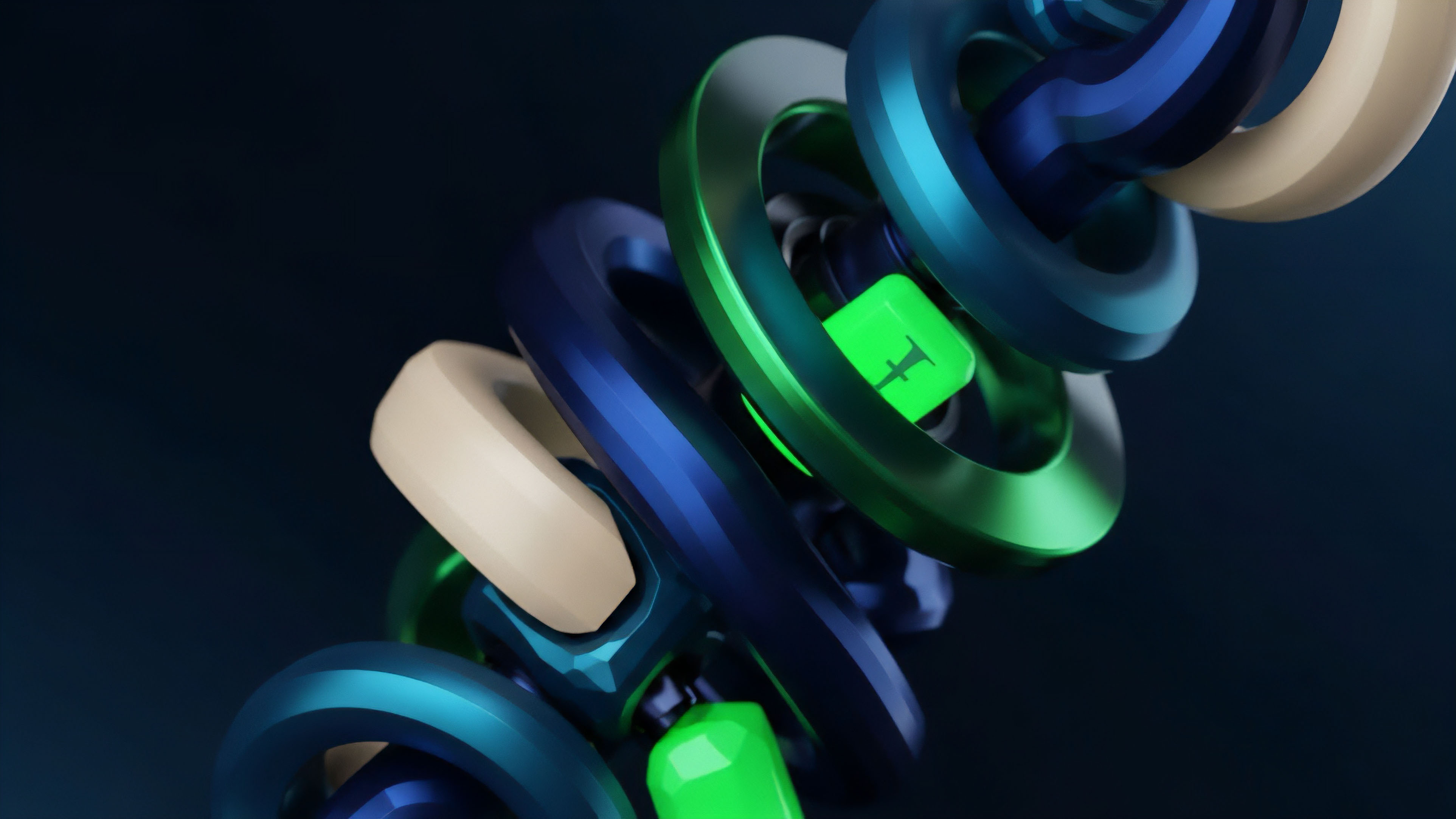 A dynamic sequence of metallic-finished components represents a complex structured financial product. The interlocking chain visualizes cross-chain asset flow and collateralization within a decentralized exchange. Different asset classes blue, beige are linked via smart contract execution, while the glowing green elements signify liquidity provision and automated market maker triggers. This illustrates intricate risk management within options chain derivatives. The structure emphasizes the importance of secure and efficient data interoperability in modern financial engineering, where synthetic assets are created and managed across diverse protocols.