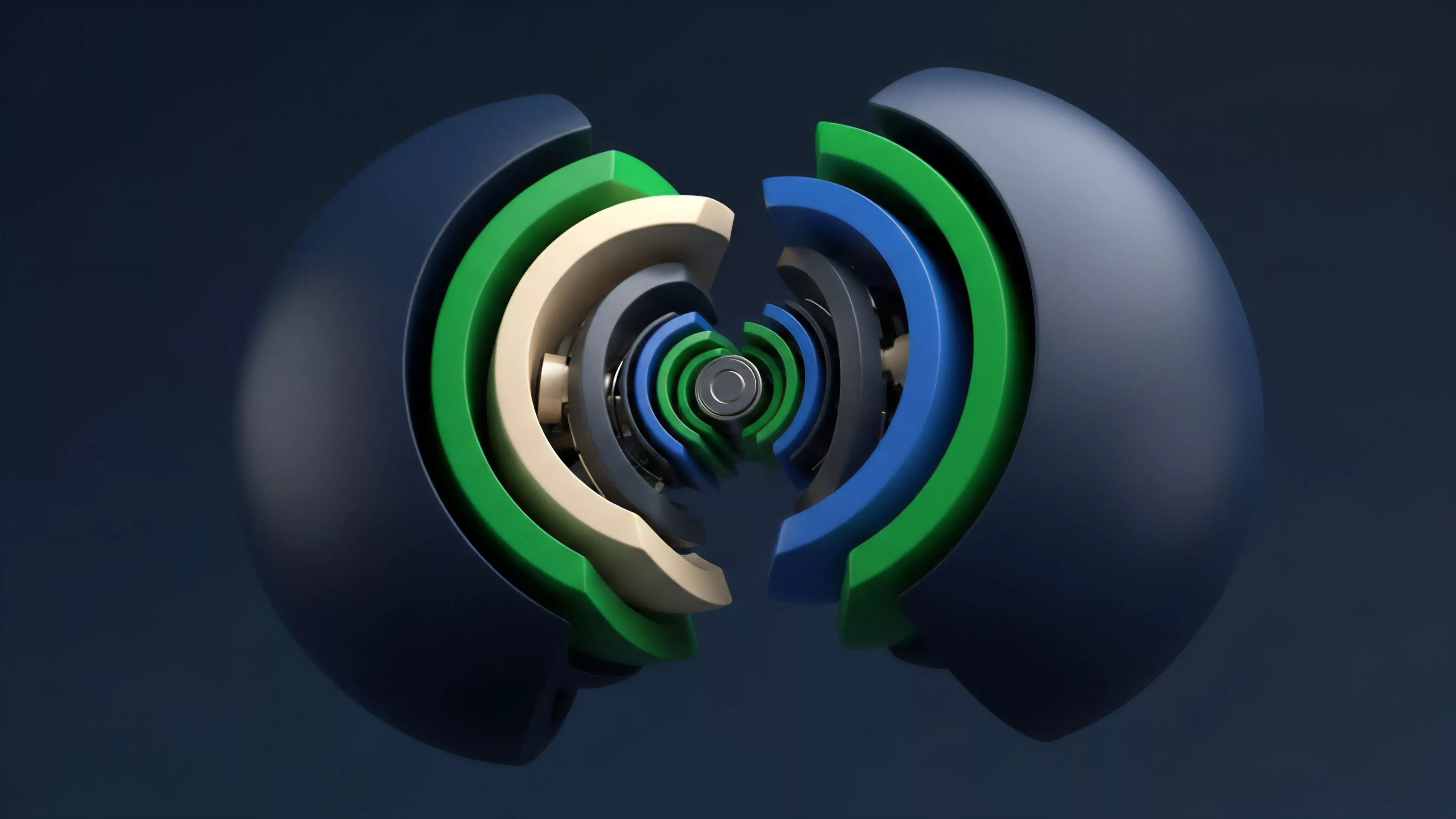 A three-dimensional visualization showcases a cross-section of nested concentric layers resembling a complex structured financial product. Each layer represents distinct risk tranches in a collateralized debt obligation or a multi-layered decentralized protocol. The varying colors signify different risk-adjusted return profiles and smart contract functionality. This visual abstraction highlights the intricate risk layering and collateralization mechanism inherent in complex derivatives like perpetual swaps, demonstrating how underlying assets and volatility surface calculations are managed within a structured product framework.