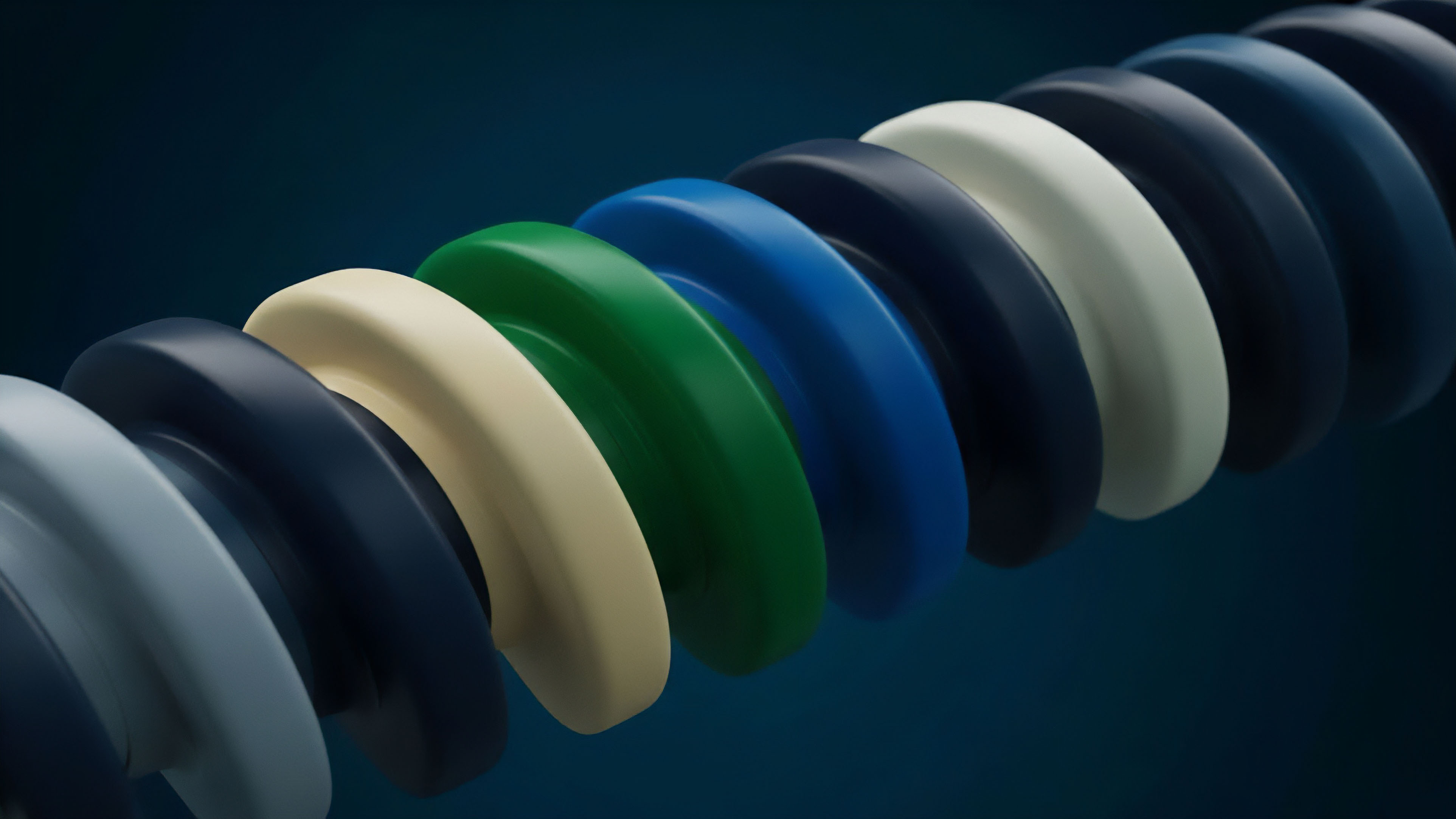 A linear progression of diverse colored, interconnected rings symbolizes the intricate asset flow within decentralized finance protocols. This visual sequence represents the systematic rebalancing of collateralization ratios in a derivatives platform or the execution chain of a smart contract. The varied colors signify different token standards and risk profiles associated with liquidity pools. This illustration captures the dynamic nature of yield farming strategies and cross-chain bridging, where diverse assets interact to create complex financial instruments.