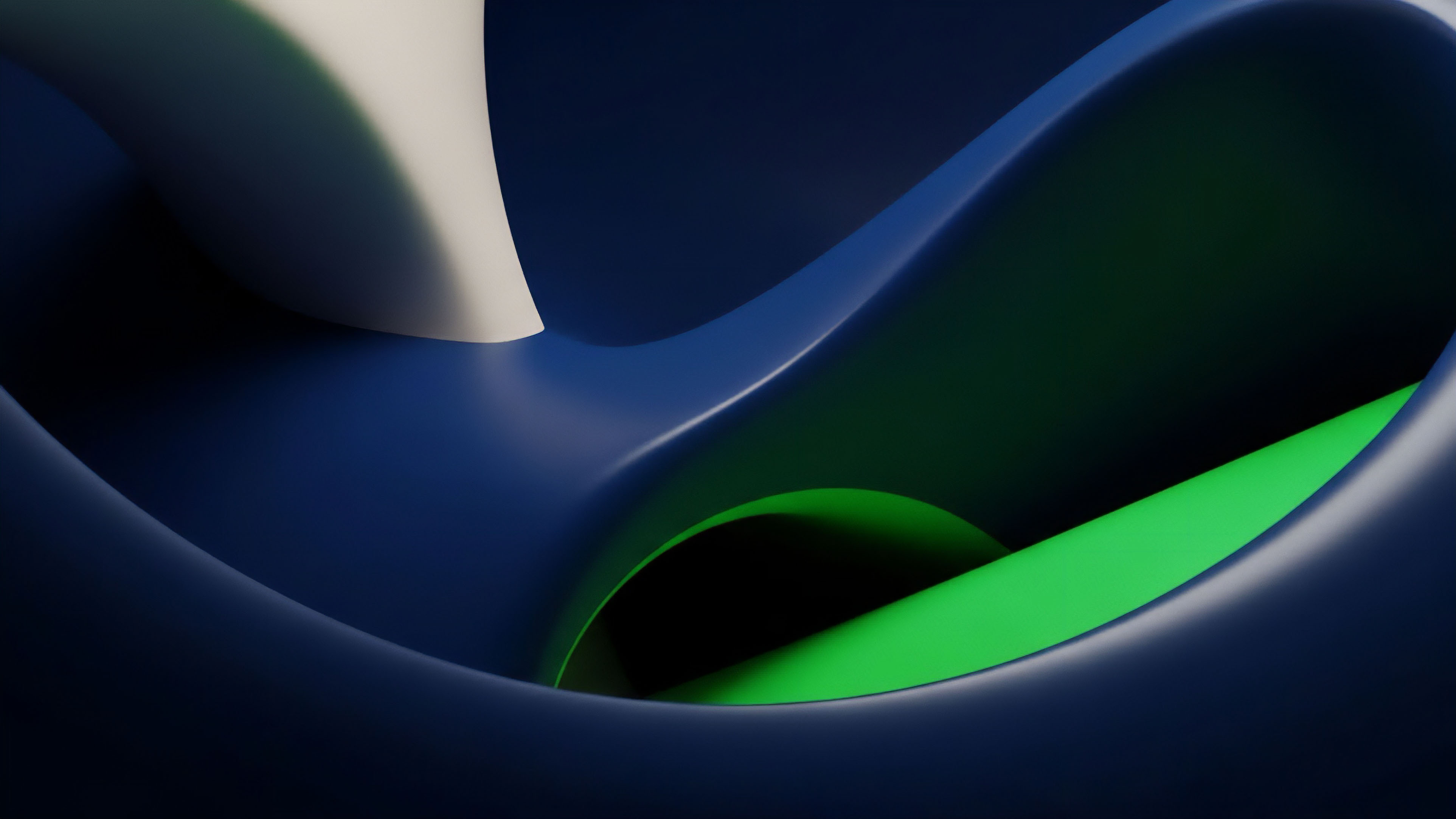 An abstract visualization illustrating complex market microstructure and liquidity provision within financial derivatives markets. The deep blue, flowing contours represent the dynamic nature of a decentralized exchange's liquidity pools and order flow dynamics. The bright green section signifies a profitable algorithmic trading strategy or a vega spike emerging from the broader volatility surface. This portrays how high-frequency trading systems navigate premium erosion and impermanent loss to execute complex options spreads.