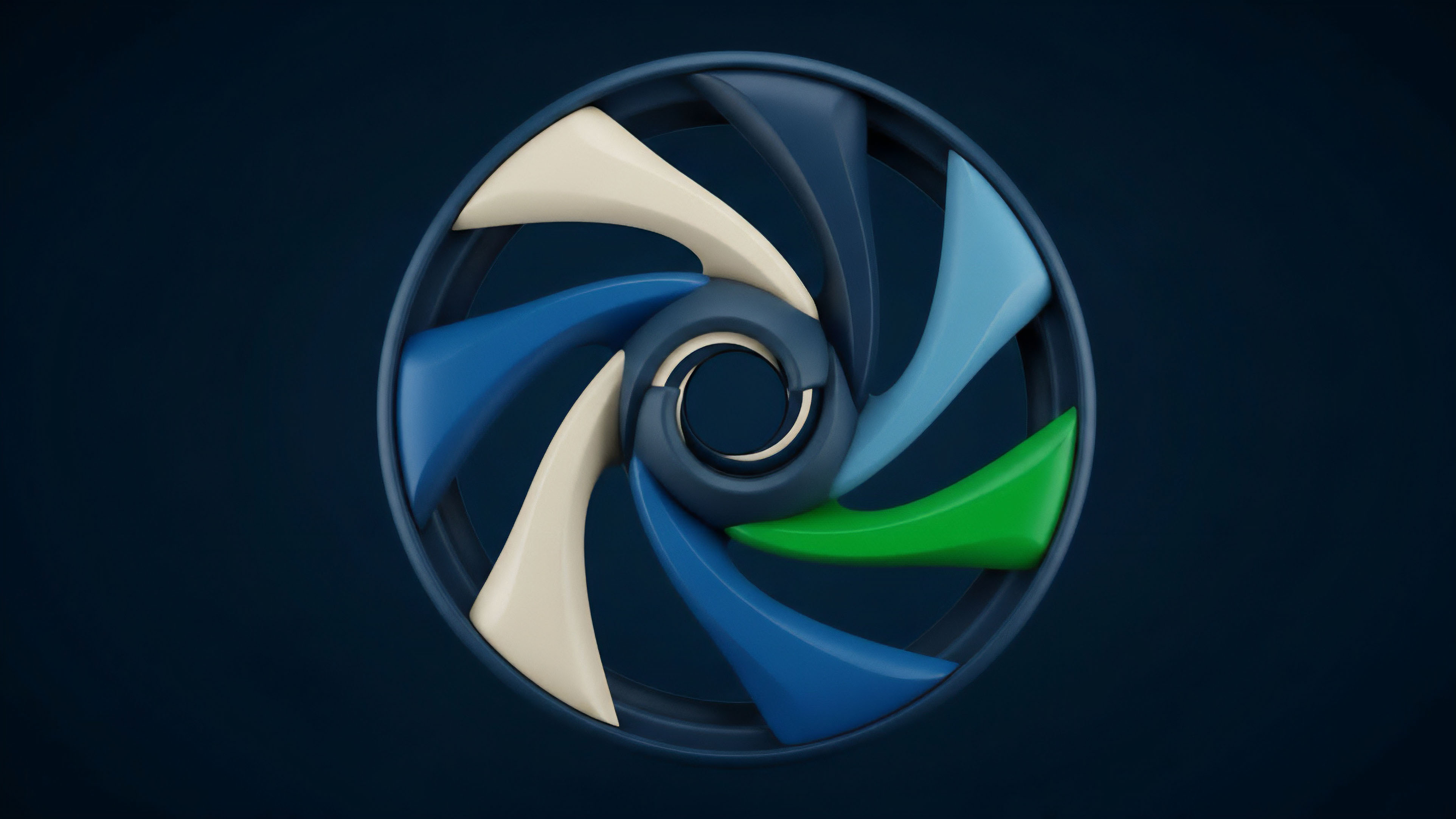 A high-resolution render showcases a dynamic, multi-bladed vortex structure, symbolizing the intricate mechanics of an Automated Market Maker AMM liquidity pool. The varied colors represent diverse asset pairs and fluctuating market sentiment. This visualization illustrates rapid order flow dynamics and the continuous rebalancing of collateralization ratios. The central hub symbolizes a smart contract execution engine, constantly processing perpetual swaps and managing arbitrage opportunities within the decentralized finance ecosystem. The design effectively captures the concept of market microstructure in real-time.